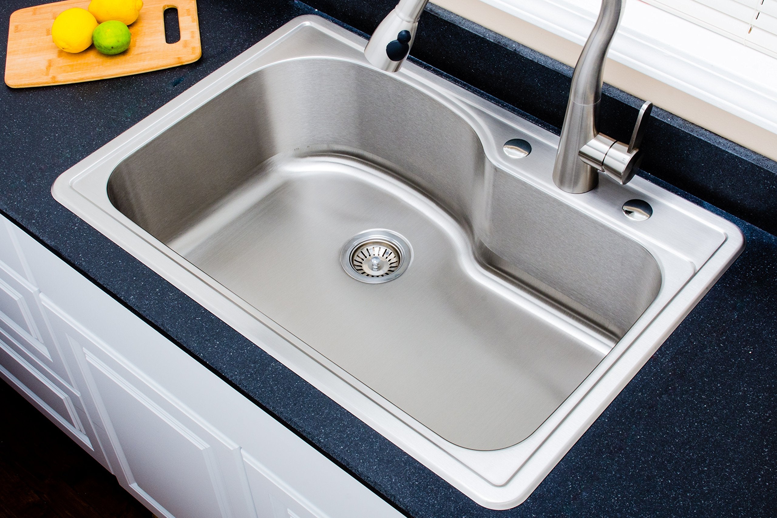 Wells Sinkware 18 Gauge Offset Single Bowl Topmount Stainless Steel Kitchen Sink