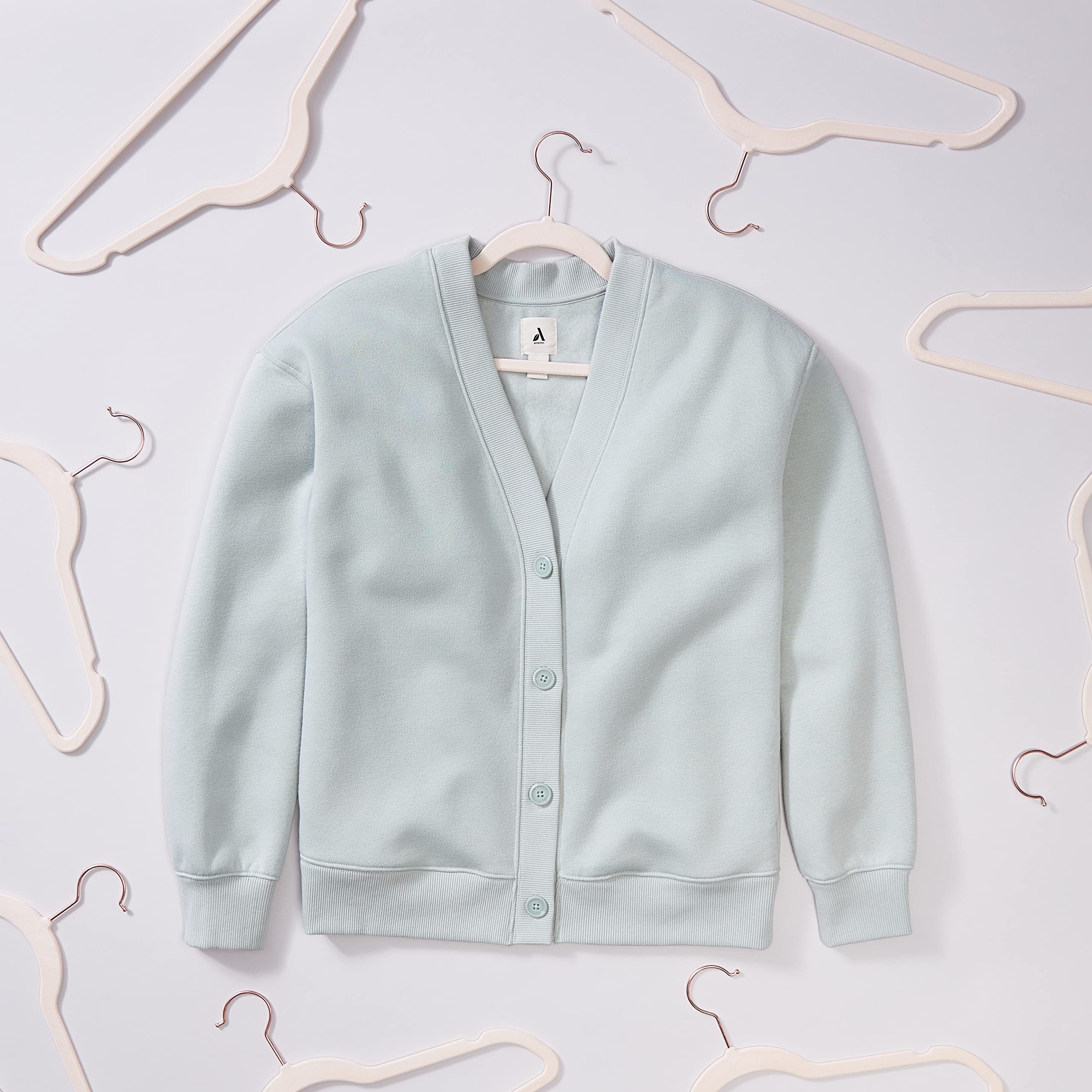 Amazon Basics Slim Velvet, Non-Slip Suit Clothes Hangers, Pack Of 50, Blush Pink/Rose Gold