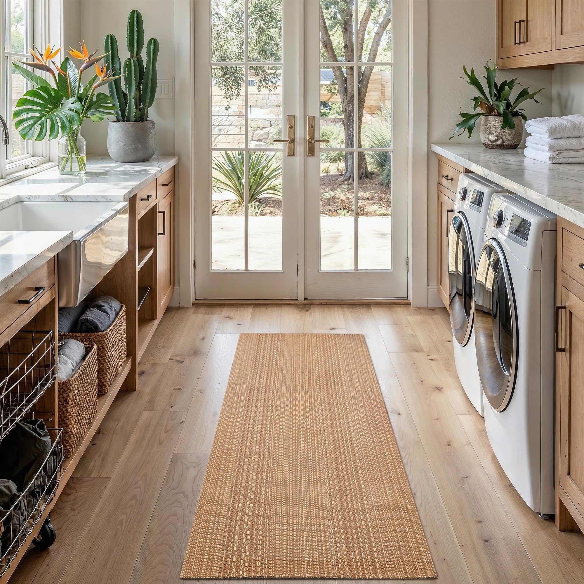 MatEssenz 20x59 Kitchen Mats for Floor, Machine Washable Mats, Woven Kitchen Rugs, Boho Style, Non Slip, Runner Rugs for Kitchen