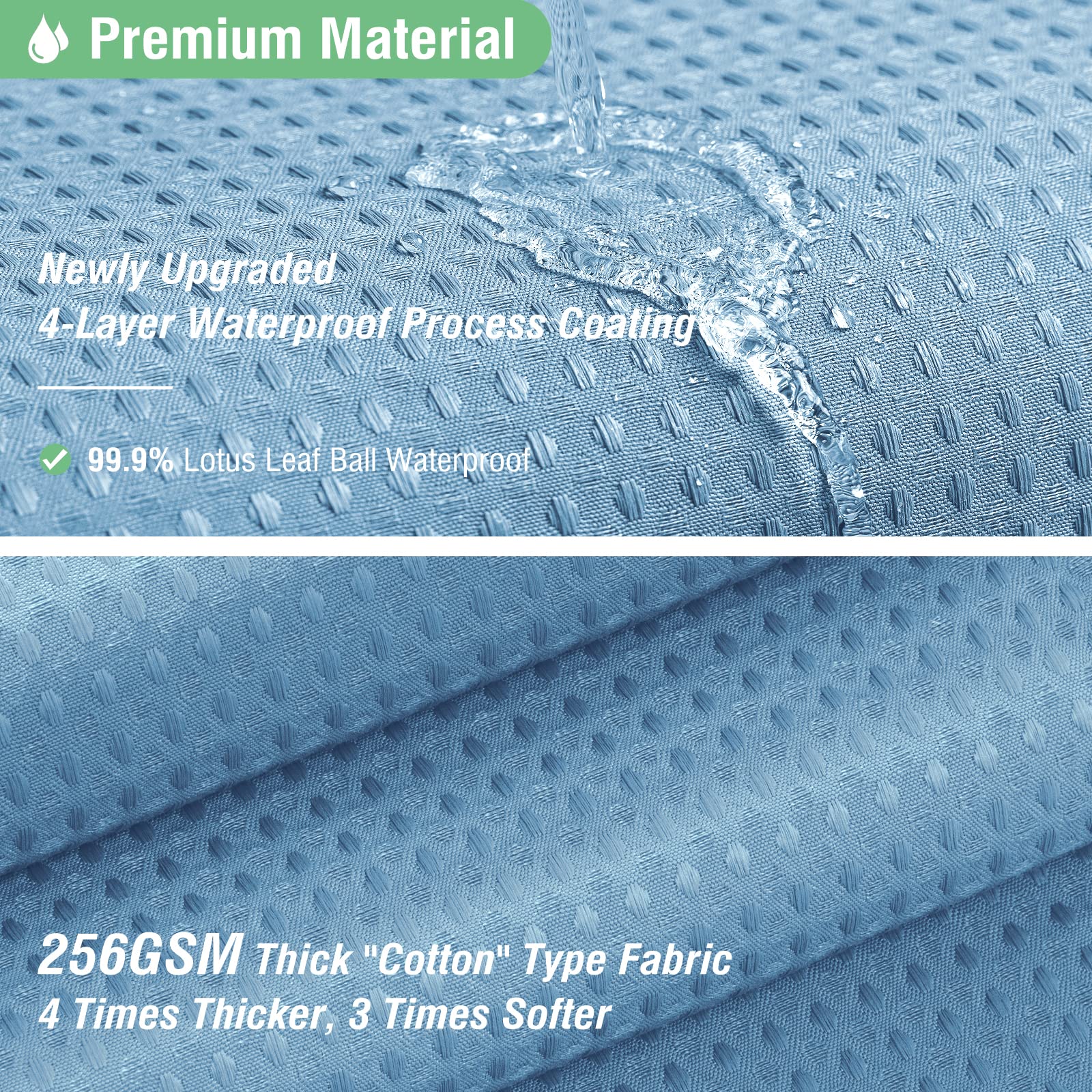 Dynamene Extra Long Shower Curtain - 84 Inch Long Blue Waffle Weave Heavy Duty Fabric Bathroom Shower Curtain  Weighted Hotel Thick Bath Curtain Set with 12 Plastic Hooks 72x84  Moonlight Blue