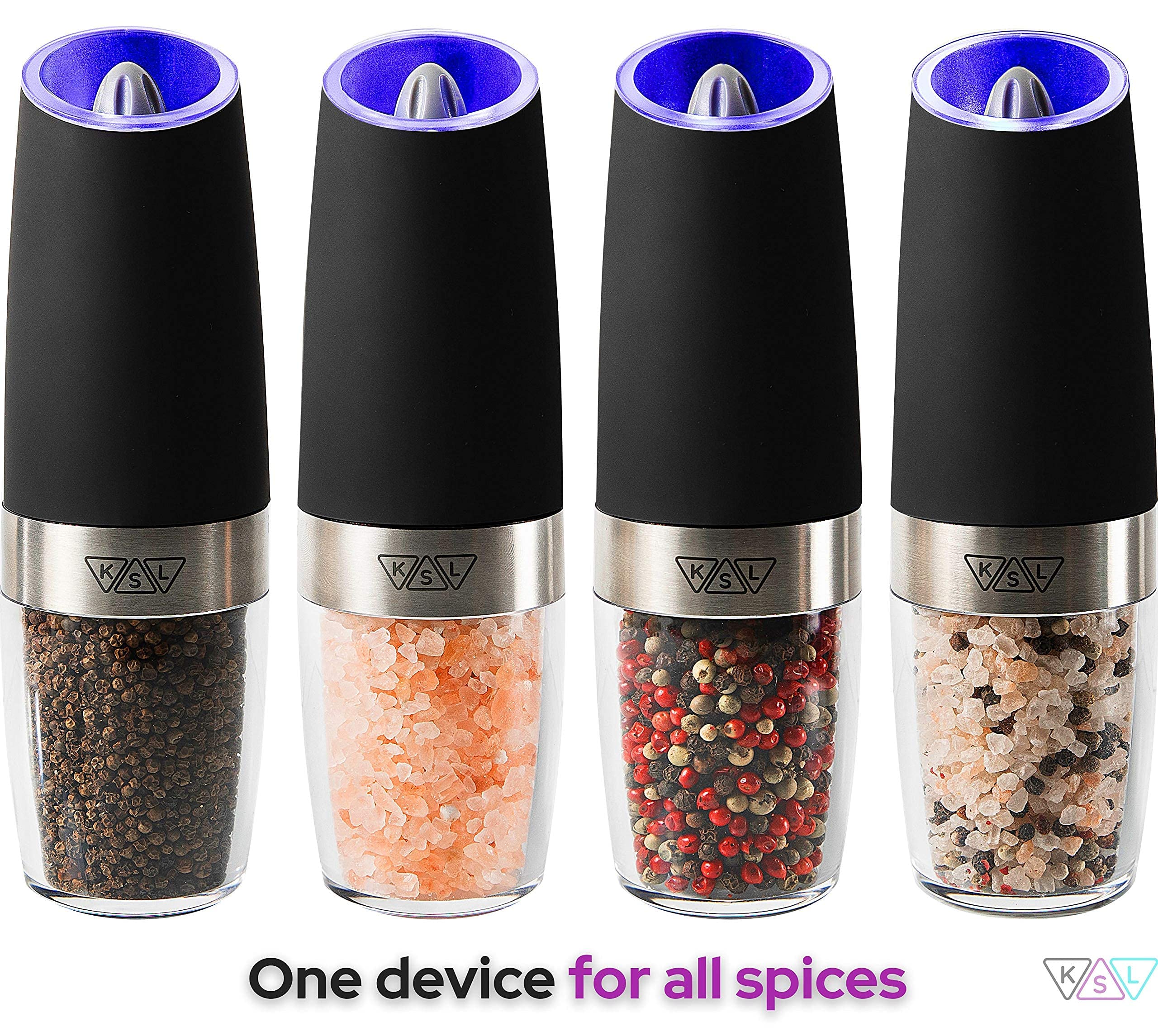Ksl Gravity Electric Salt And Pepper Grinder Set - Mother'S Day Gift - Adjustable Motorized Electrical Powered Auto Shakers-Auto