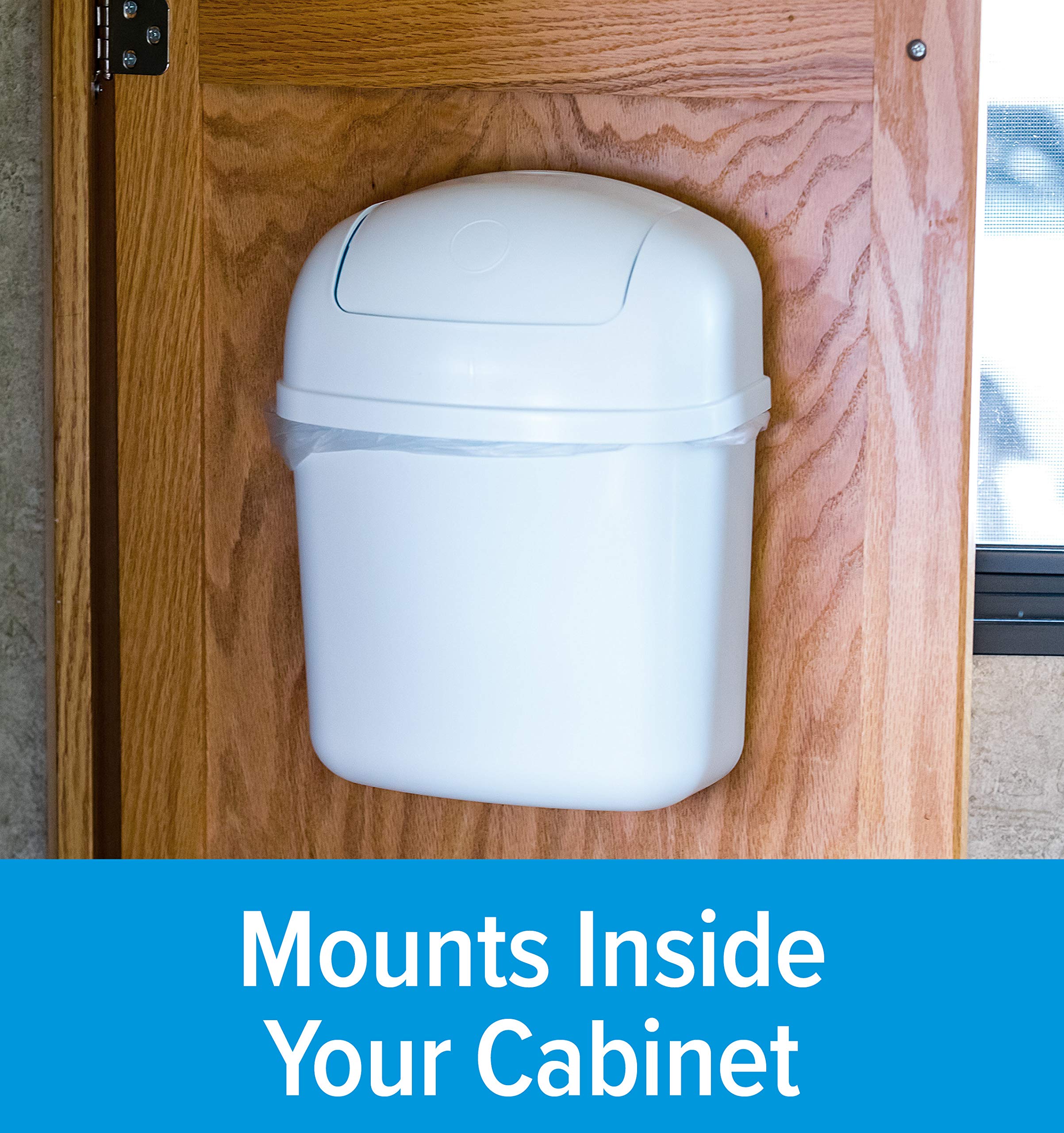 Camco Rv Cabinet Mount Trash Can | Ideal For Tight Spaces In Rvs, Boats, Dorms, Kitchens, Bathrooms, Laundry Rooms, And More | S