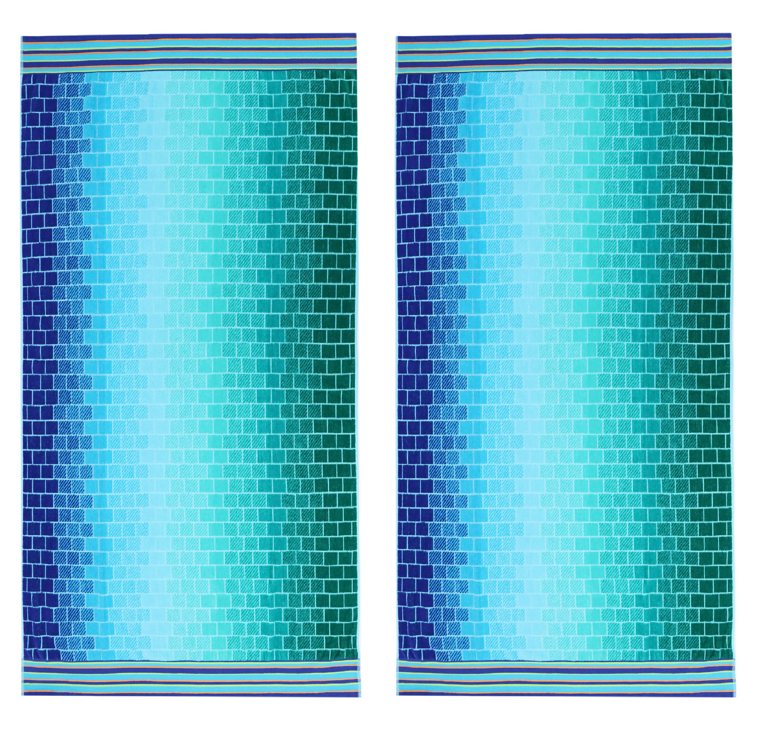 Cotton Craft Oversized Beach Towel - 2 Pack Big & Huge Towel Set - 100% Cotton - Pool Picnic Bath Towel - Plush Terry Jacquard V