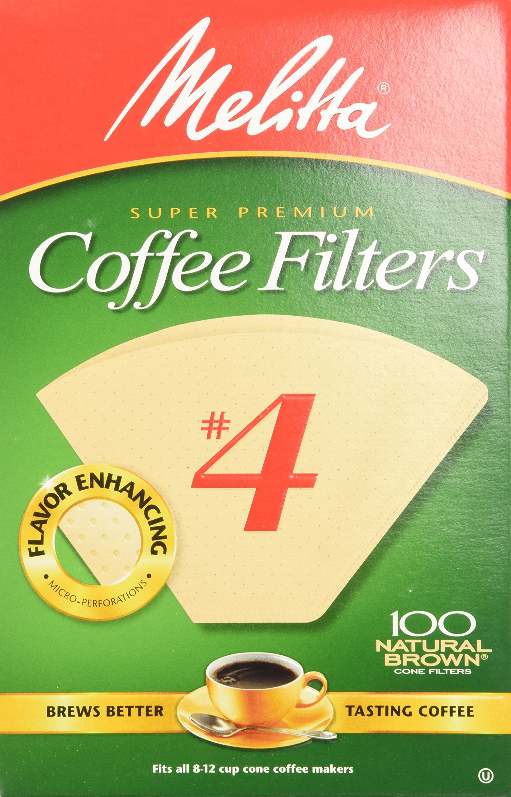 Melitta Natural Brown Basket Coffee Filter, #4, 300 Count