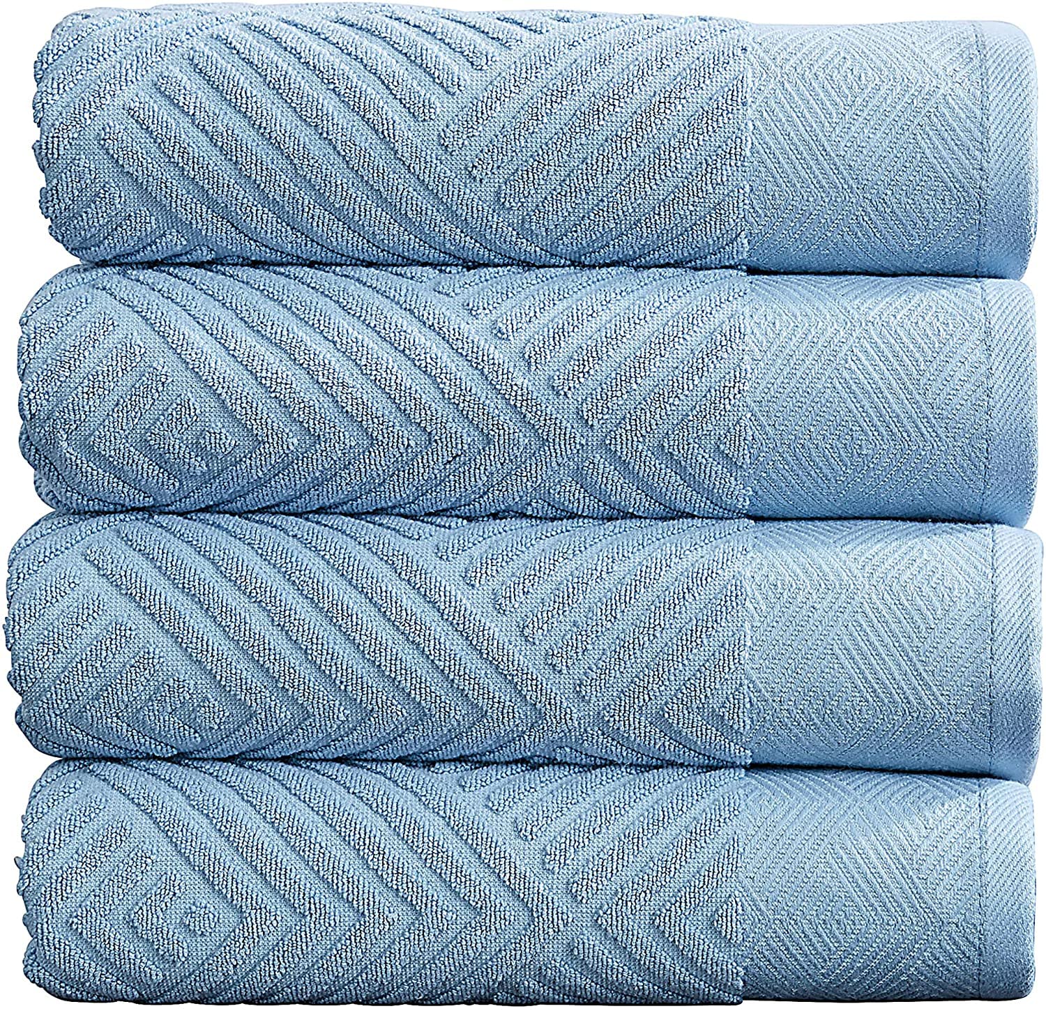 100% Cotton Soft Bath Towels Set | Quick Dry And Highly Absorbent, Textured Bath Towels 27'' X 54'' (4 Pack)