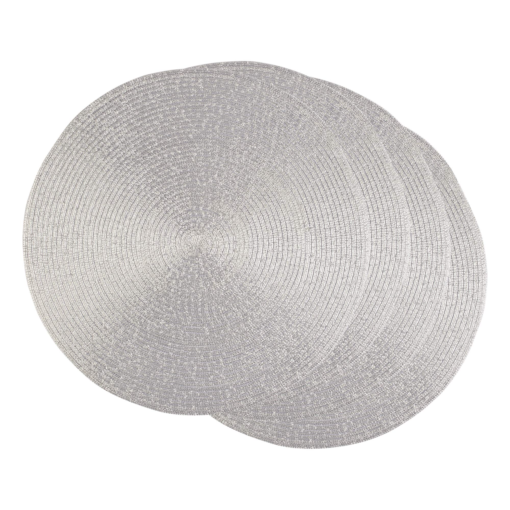 DII Metallic Silver Round Polypropylene Woven Placemat (Set of 4)
