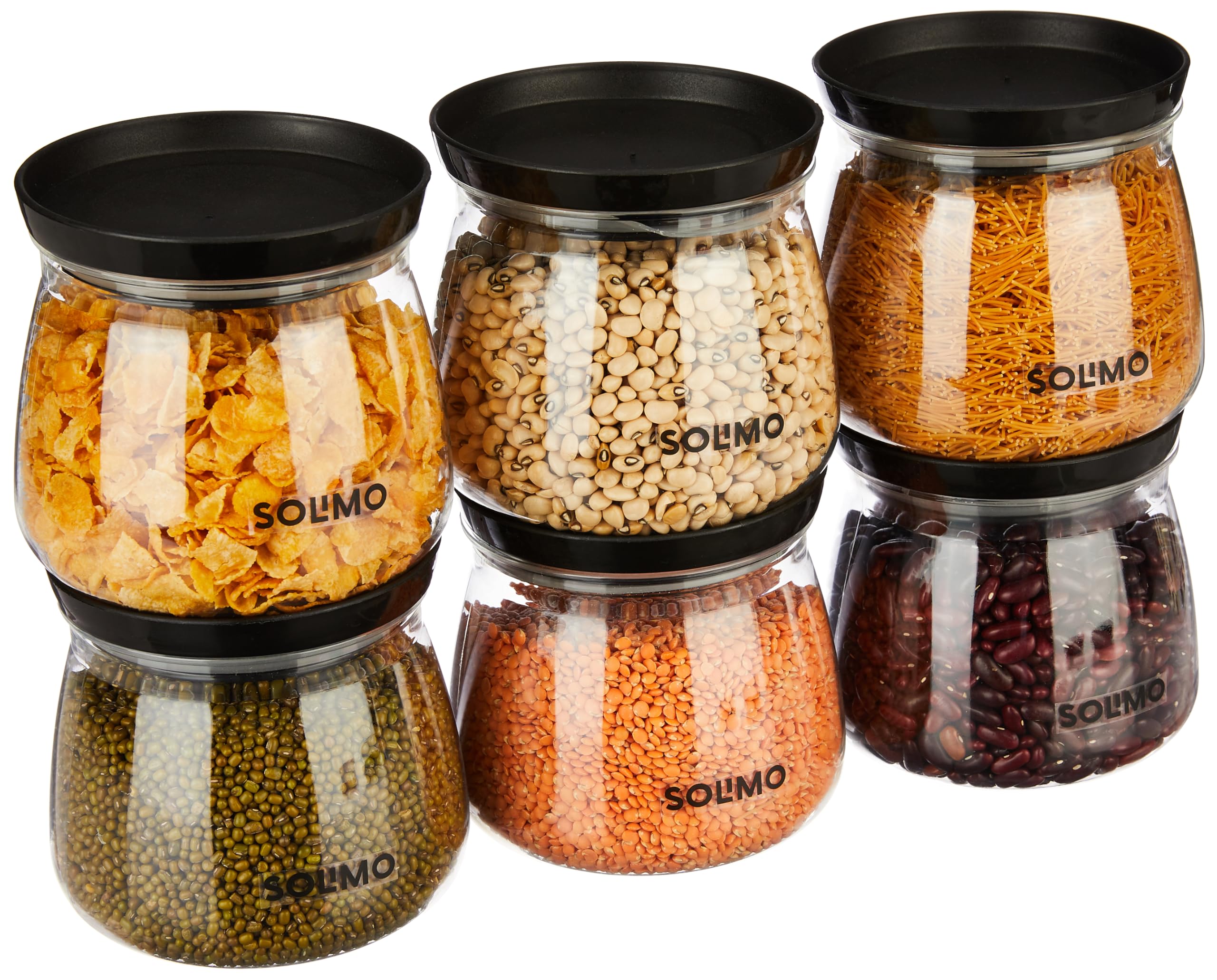 Amazon Brand - Solimo Plastic Storage Jar And Container Set I Air Tight & Bpa Free Containers For Kitchen Storage Set I Grocery 
