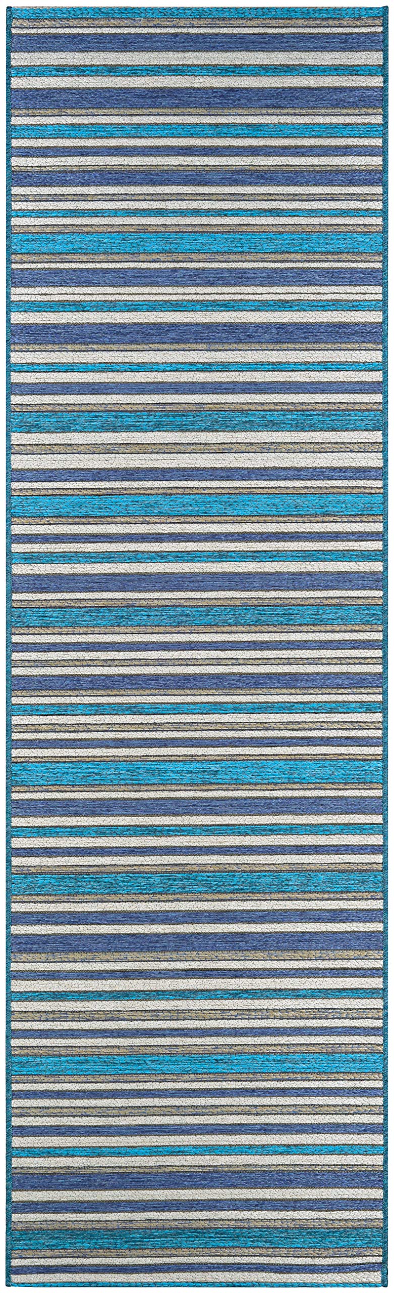Couristan Cape Brockton Indoor/Outdoor Area Rug, 23 x 710 Runner, Cobalt Blue-Teal