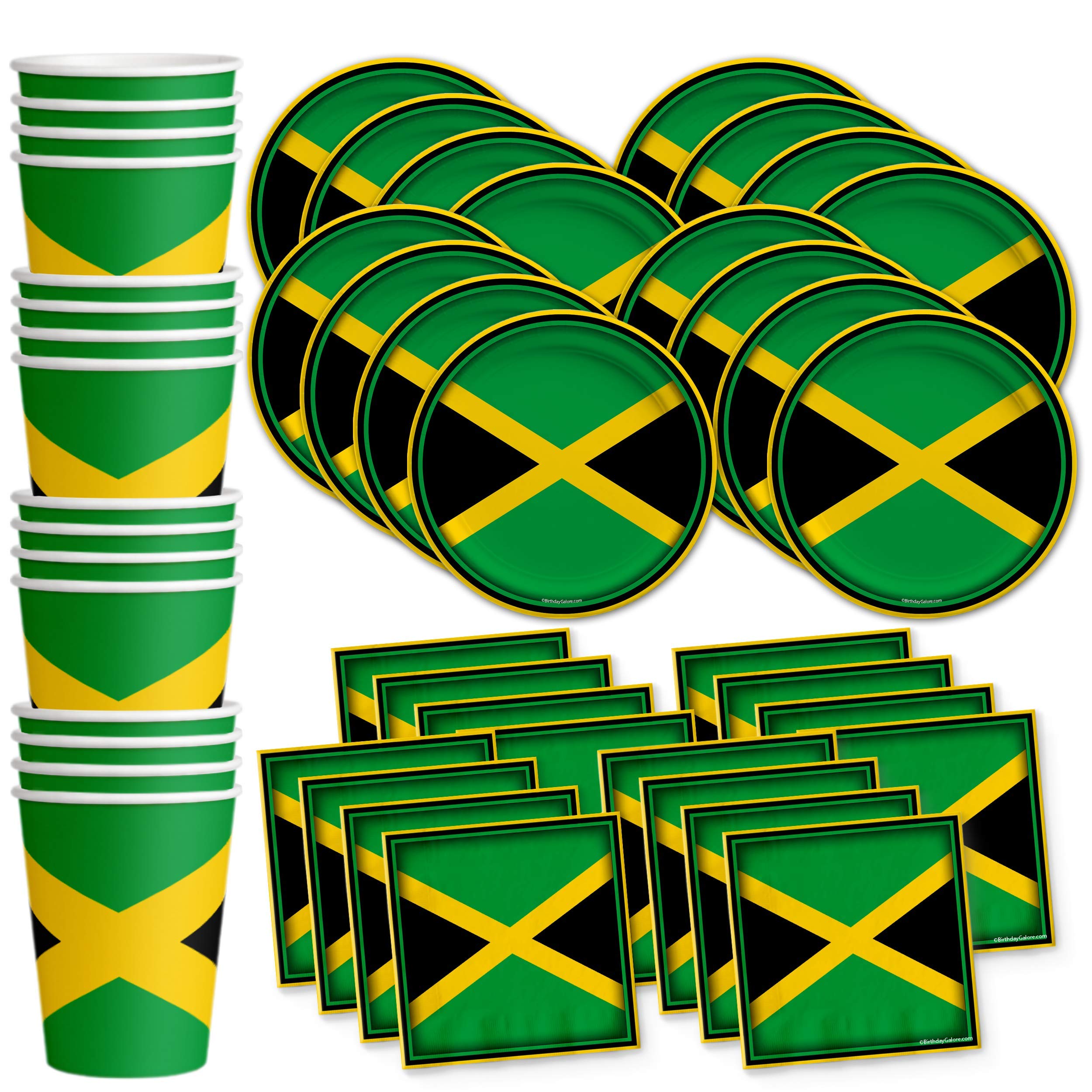 Jamaican Flag Jamaica Birthday Party Supplies Set Plates Napkins Cups Tableware Kit For 16