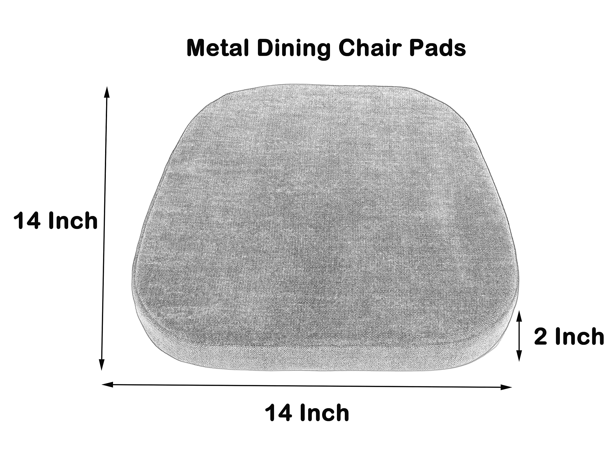Loveboat Metal Chair Cushions, 14X14 Inches Metal Dining Chair Pads With Ties For Tolix Style Metal Chairs 2 Pack Dark Grey