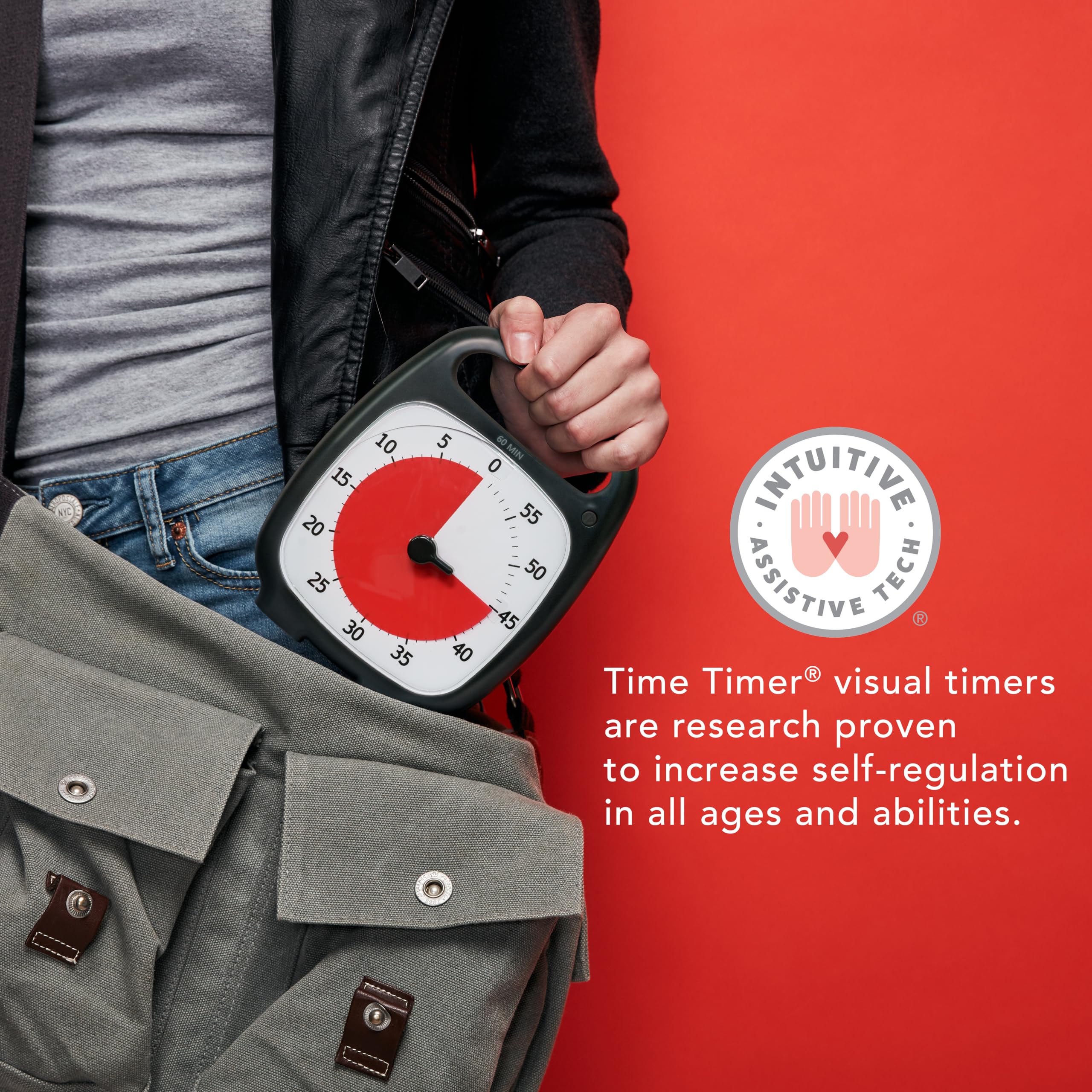 Time Timer Plus 60 Minute Desk Visual Timer - Countdown Timer With Portable Handle For Classroom, Office, Homeschooling, Study T