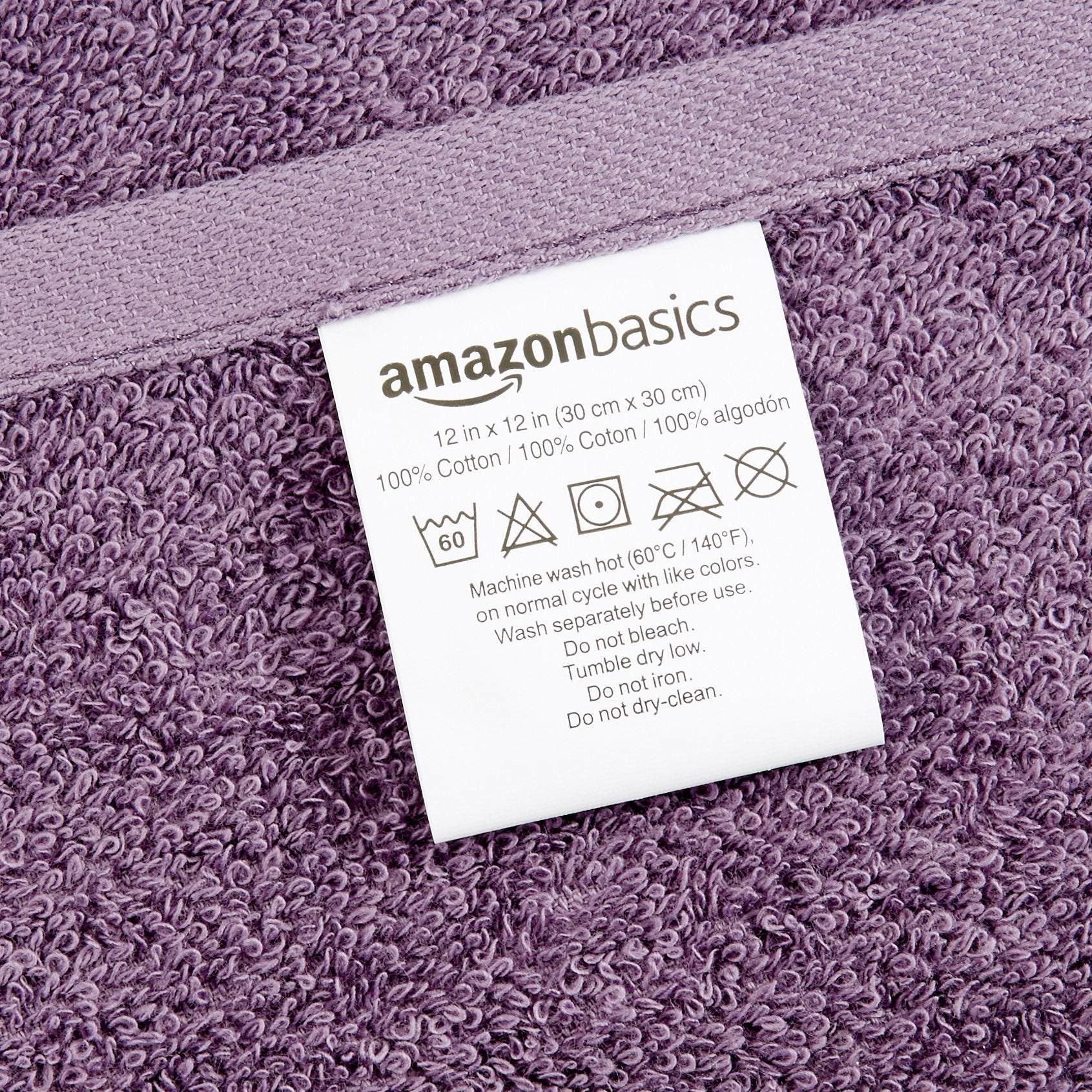 Amazon Basics Washcloth For Bathroom, 100% Cotton Extra Absorbent , Fast Drying - Salon Towels - 24-Pack, Petal Pink, Lavender,