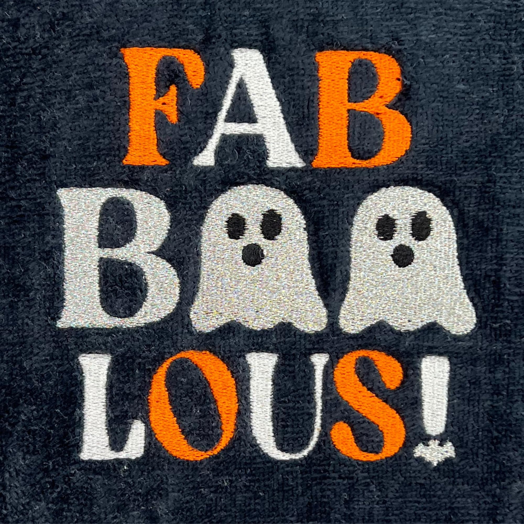 Halloween Bathroom Hand Towels Set of 2-16    x 25    Embroidered Ghost Faboolous Design- Decorative Seasonal Holiday Bath Decor
