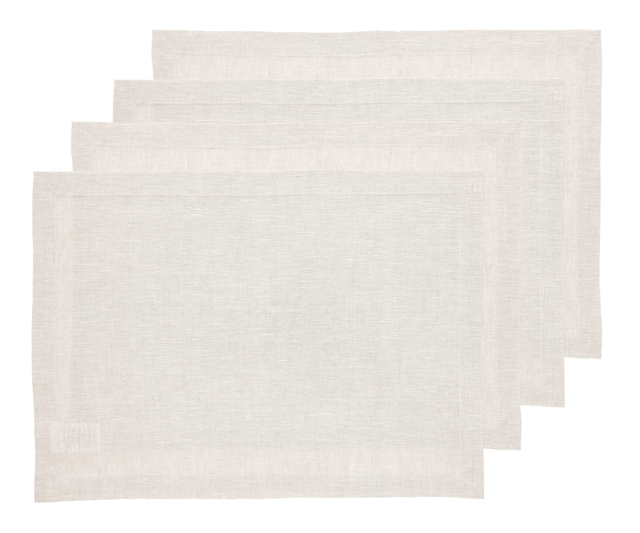 Solino Home Linen Placemats 19'' L X 14'' W Inch - 100% Pure Linen Light Natural Cloth Placemats Set Of 4 - Athena, Washable Fab