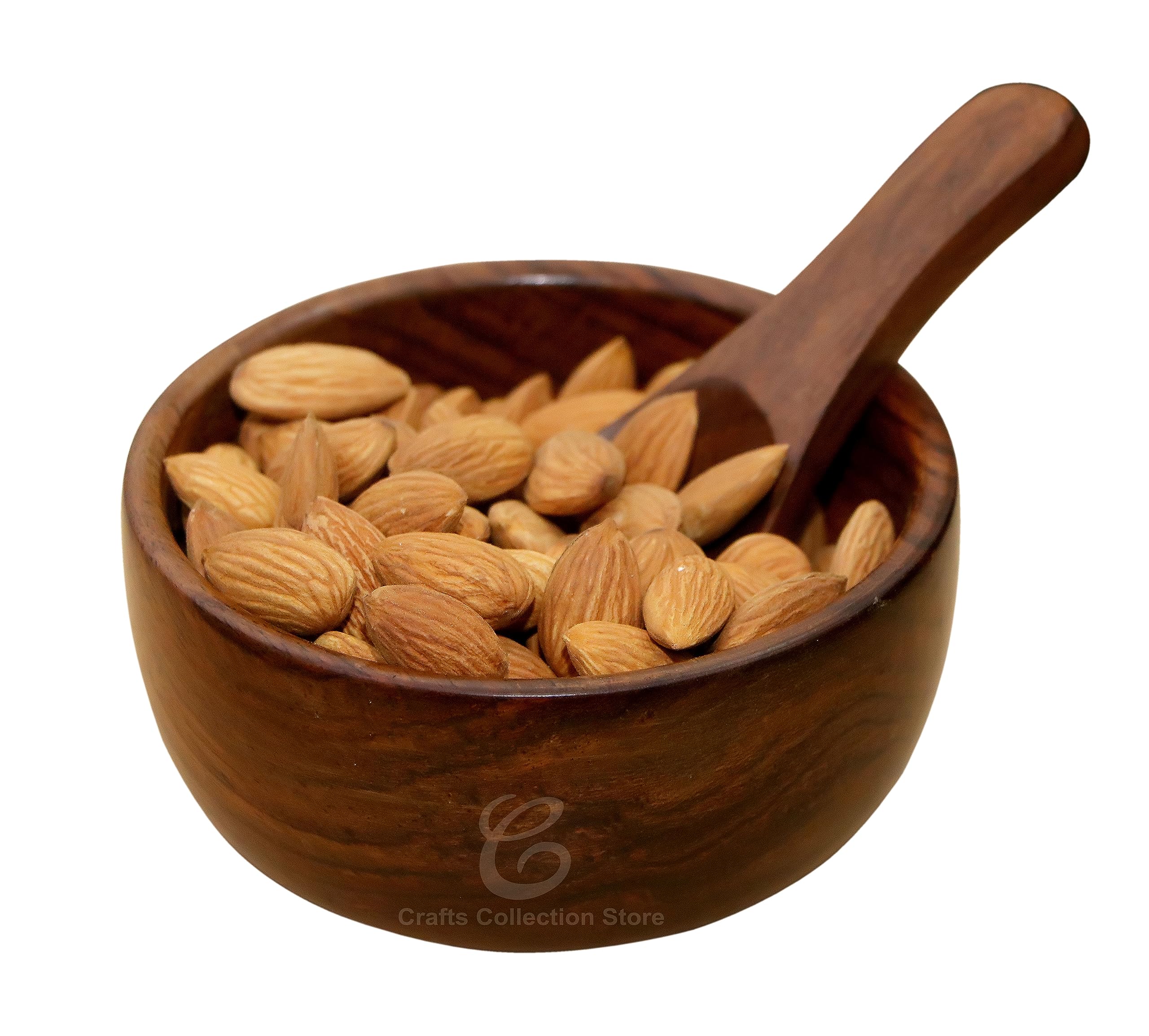 Craftscollectionstore Handcrafted Solid Wooden Round Shape Multipurpose Serving Bowl For Breakfast Snacks Serveware Bowls With S