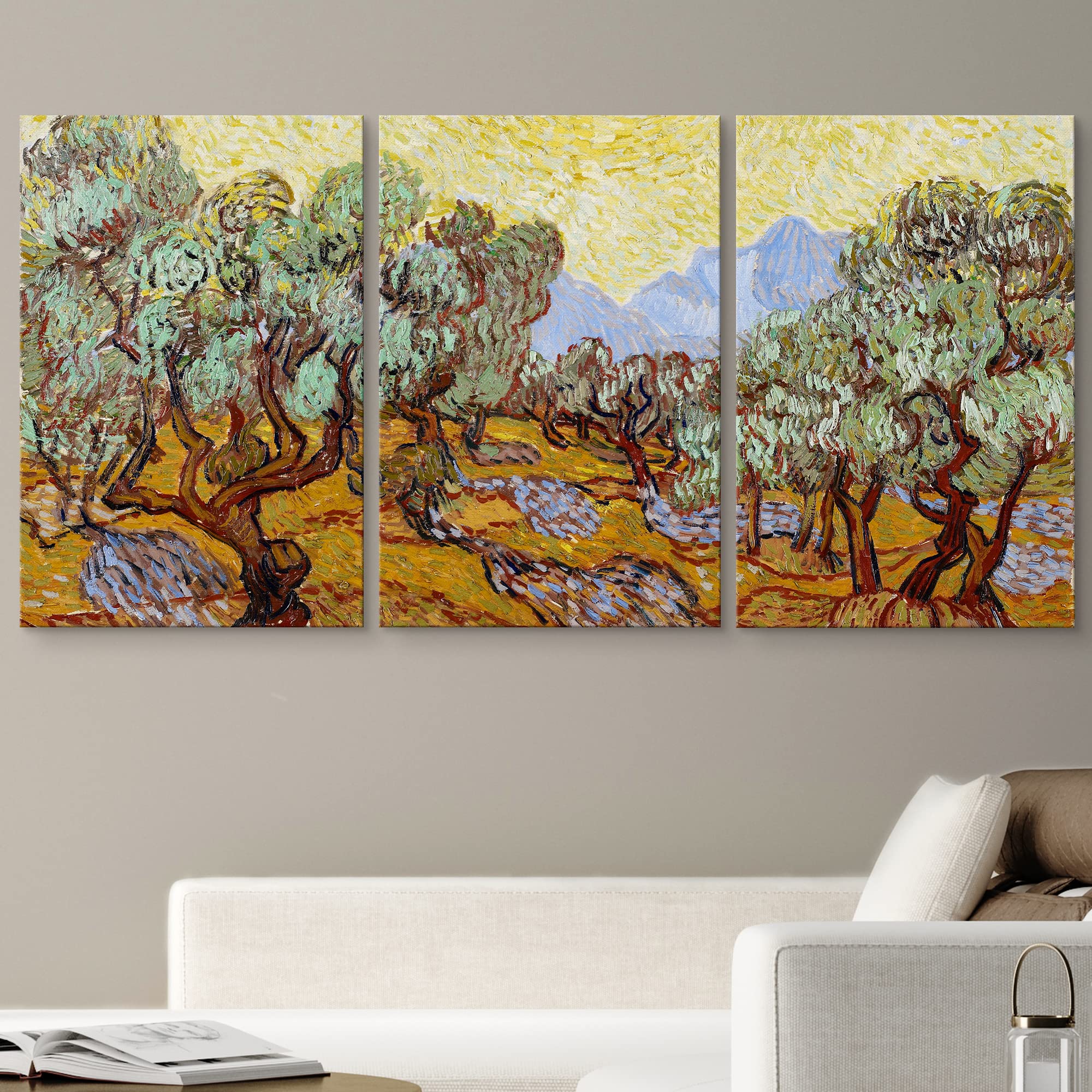 Wall26 Canvas Print Wall Art Set Olive Trees By Vincent Van Gogh Nature Wilderness Illustrations Fine Art Relax/Calm Multicolor