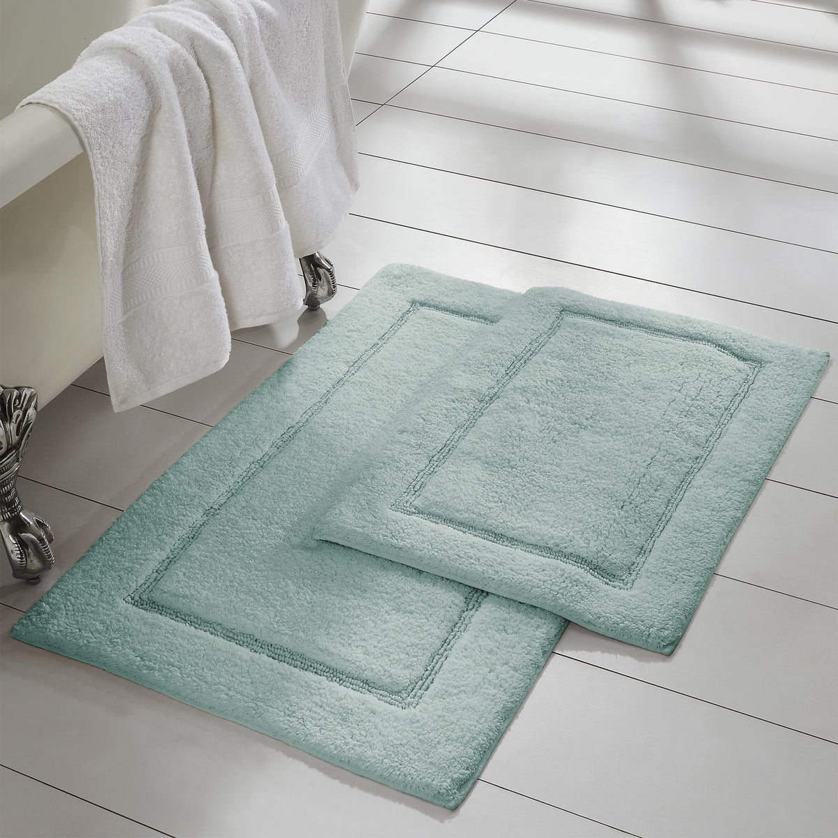 Amrapur Overseas Modern Threads - 2-Pack Luxury Bath Mat Set - Solid Loop Soft Combed Cotton - Non-Slip Backing For Restroom Flo