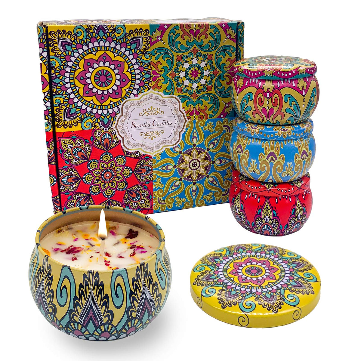 Orentas, Scented Candles Gift Set, Pure Natural Soybean for Aromatherapy Wax,Travel Tin Candles for Home Meditation, Mother's Da