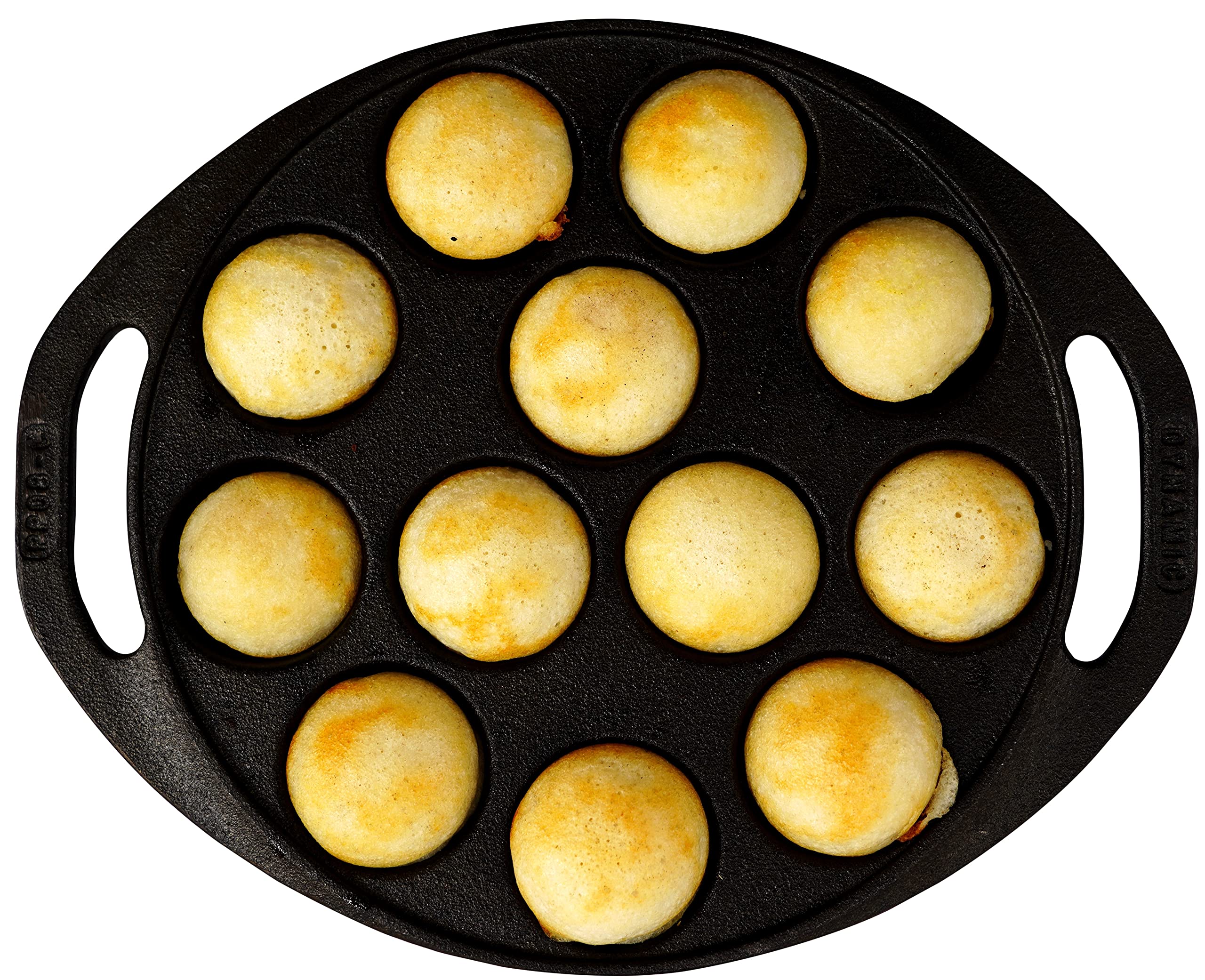 Dynamic Cookwares Pre-Seasoned Mini Paniyaram Pan | 8 Inch/20.9 Cm/12 Cavity | Naturally Nonstick Appe/Paddu Pan 12 Pit | 100% P