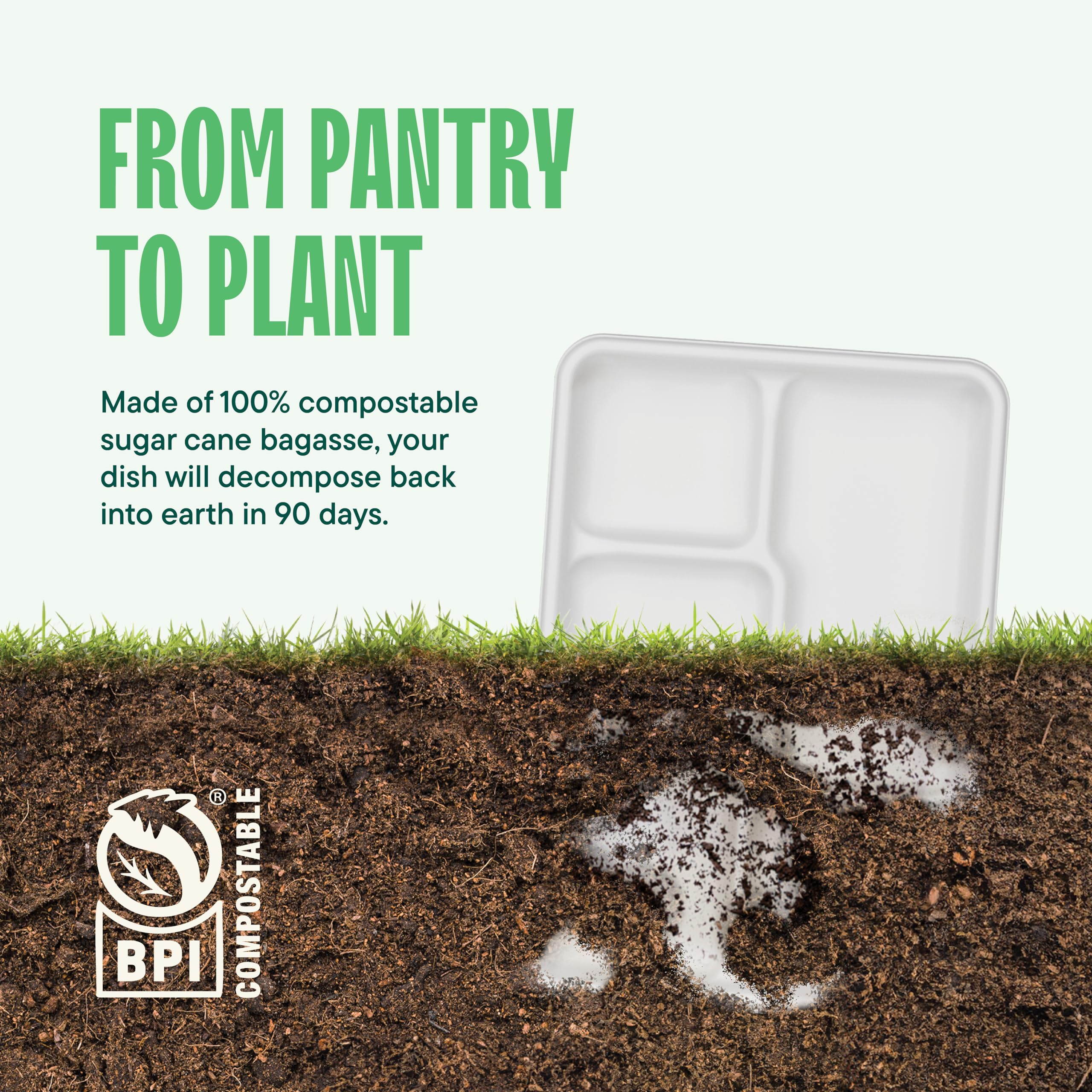 100% Compostable, 5 Compartment, Disposable Paper Plates [125-Pack] - {Pfas Free} - {Bpa Certified} - [10 Inch] Heavy Duty Biode