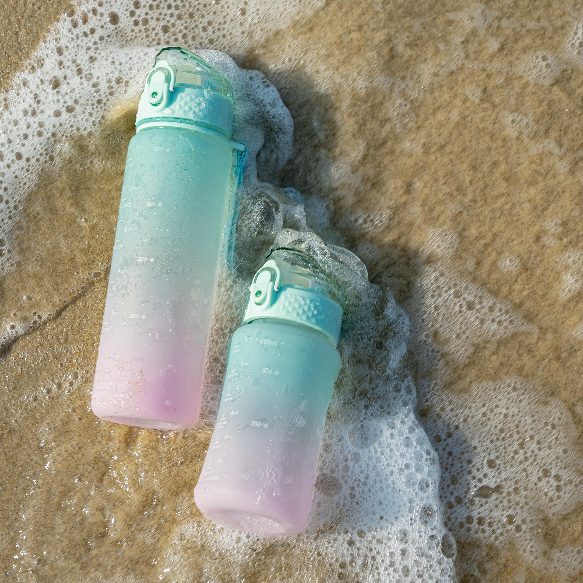 OLDLEY Kids Water Bottle for School  12 oz (2 lids) BPA-Free Reusable Leak-proof Durable Tritan Plastic Water Bottles with Straw & Chug Lids  Anti-dust Spout Cover (Mintpink)