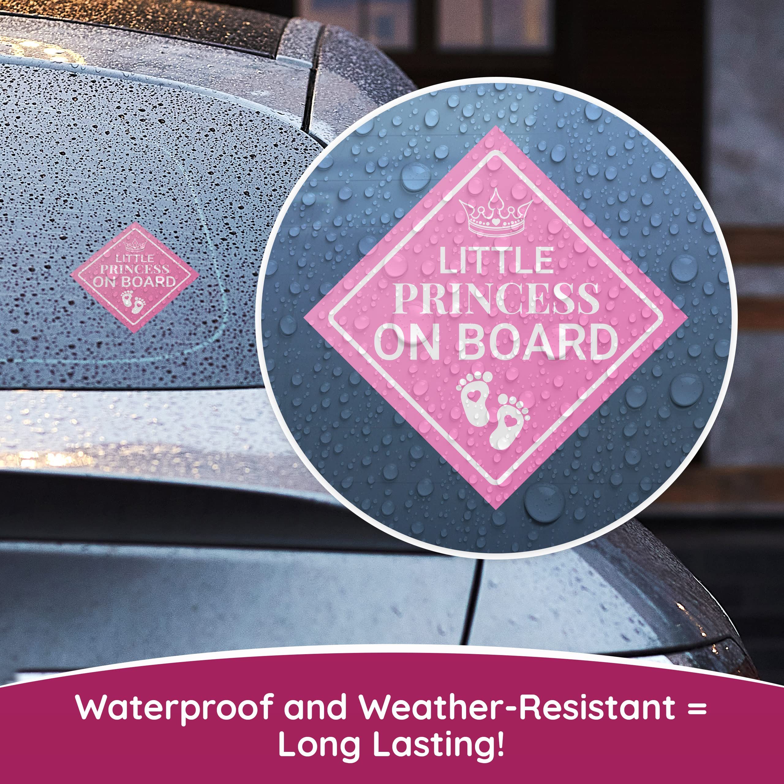 Super Cute, Elegant 4.5In Princess On Board Sticker 1Pk. Bright Pink Diamond Newborn Caution Car Bumper Decals. Premium Vinyl Ba