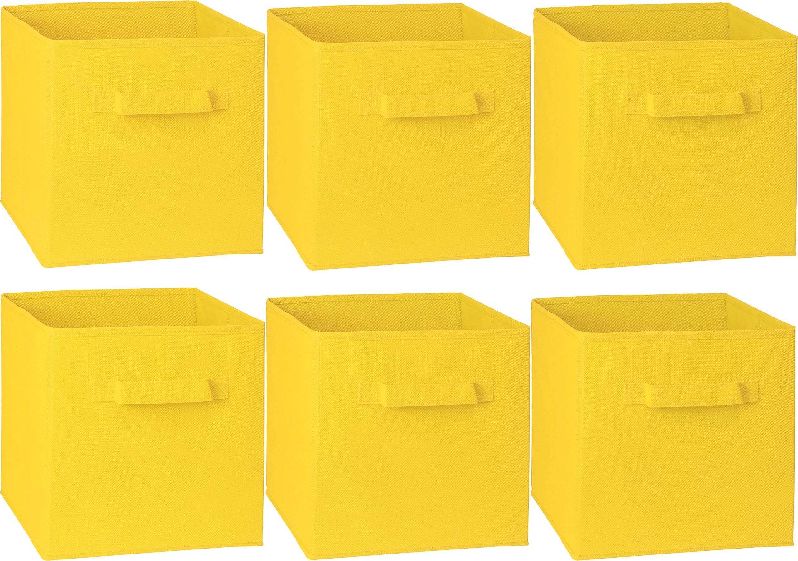 Simple Houseware Foldable Cube Storage Bin, Yellow - 6 Pack