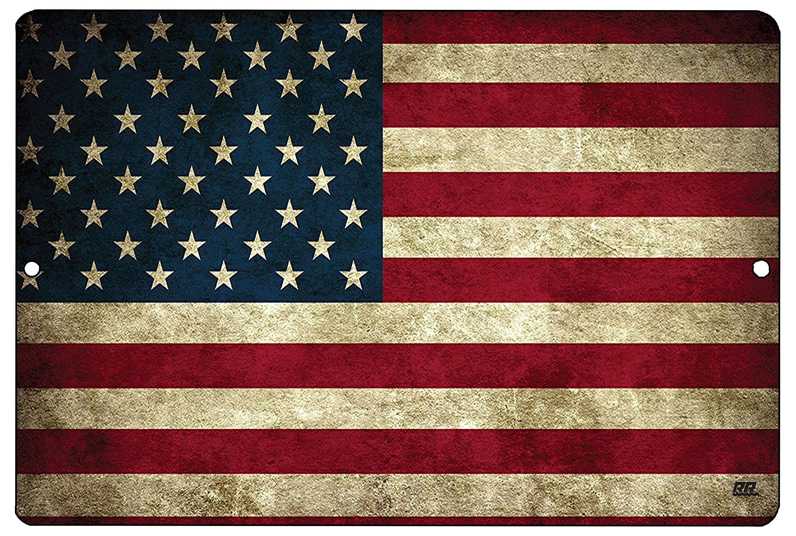 Rogue River Tactical USA American Flag Metal Tin Sign, 12x8 Inch, Wall Decor Man Cave Bar US United States Rustic
