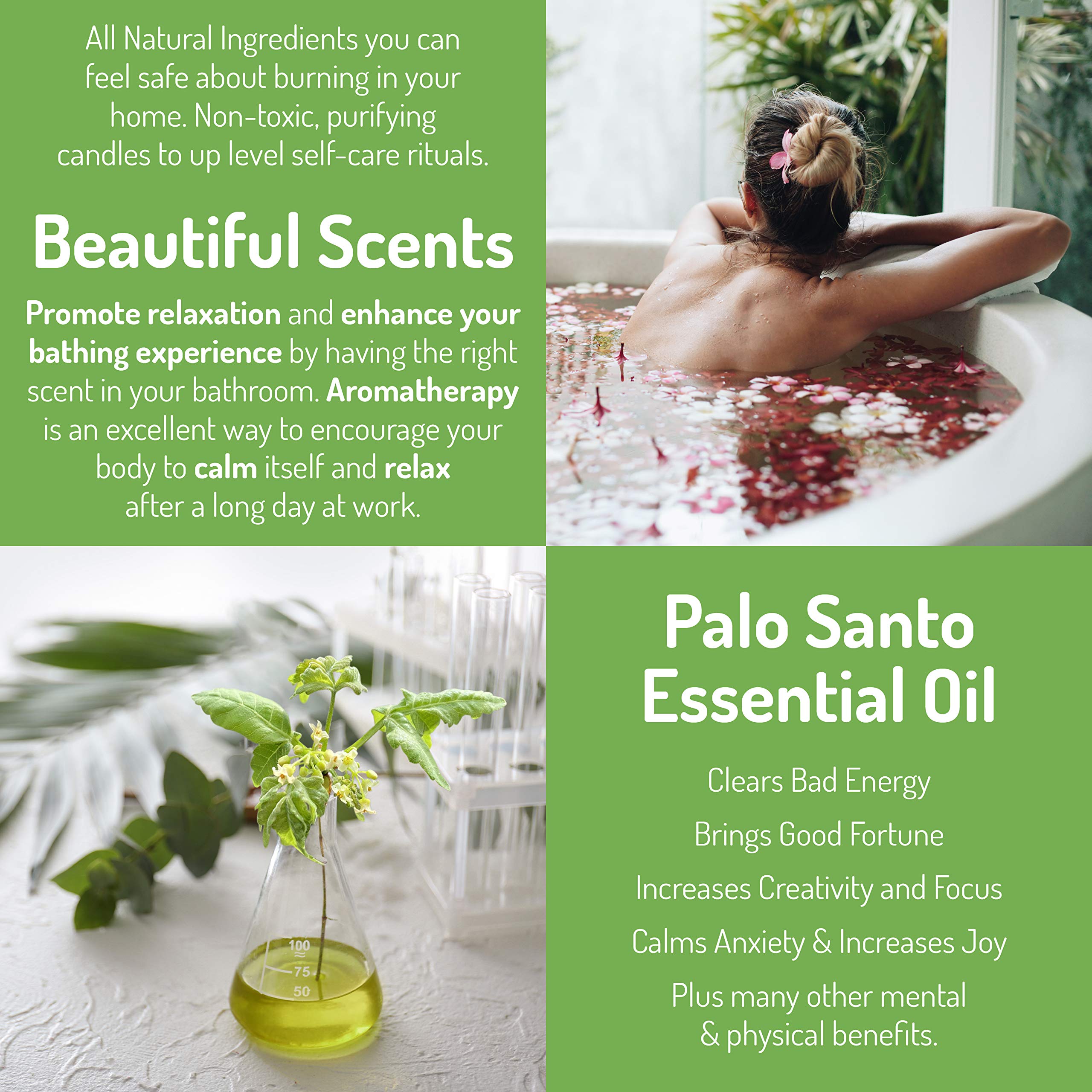 Maison Palo Santo Palo Santo from Ecuador and Greek Sage Essential Oils Aromatherapy Natural Soy Wax Candle for Home Cleansing B