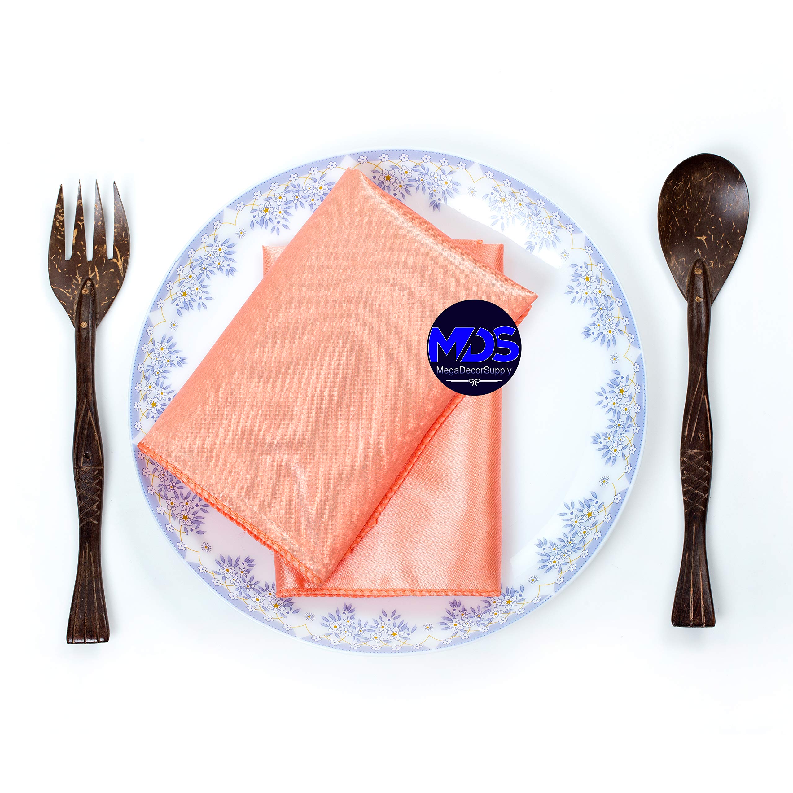 Mds Pack Of 25 Wedding Satin 12''X 12'' Square Dinner Napkin Or Handkerchief For Wedding Banquet Decoration - Pitch