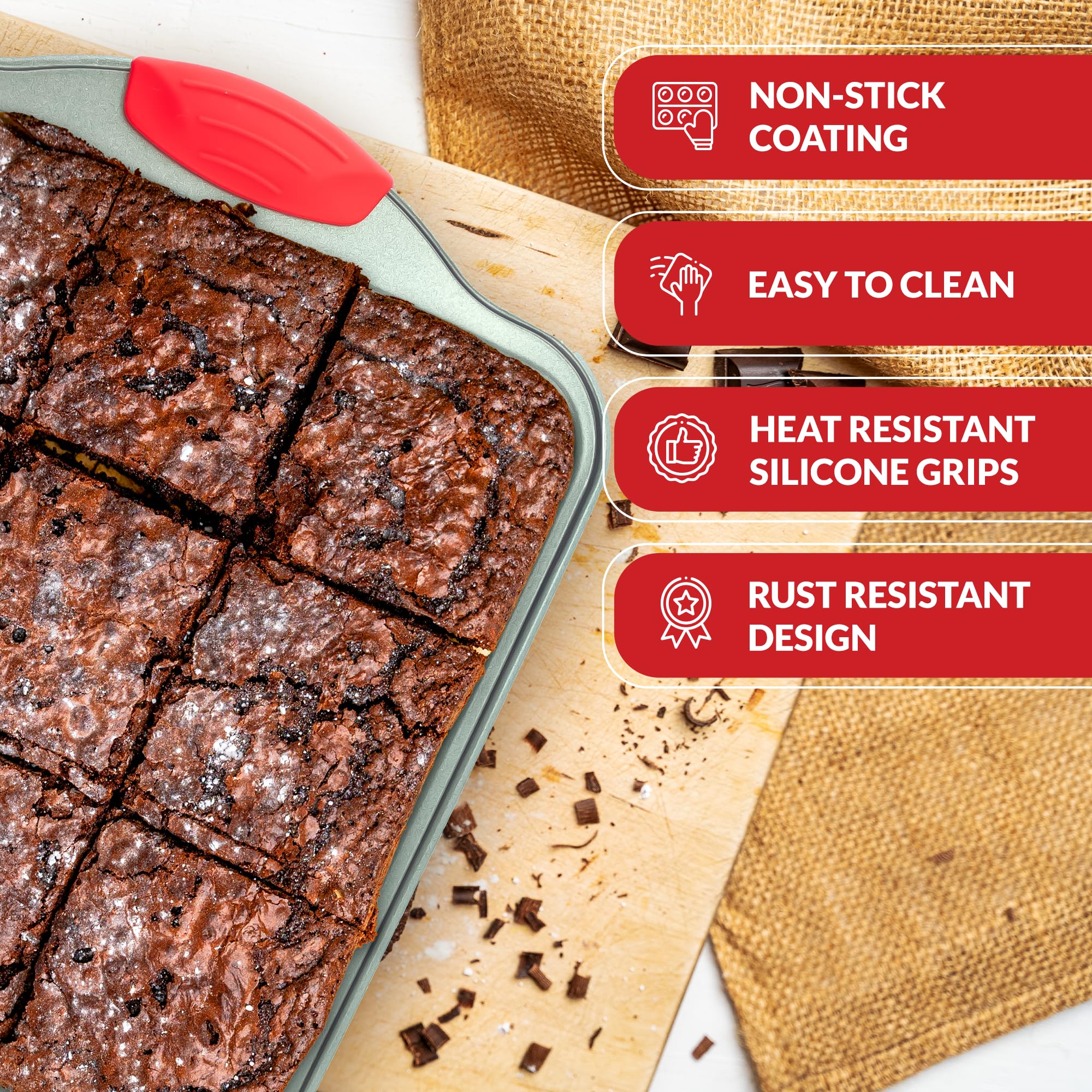 Boxiki Kitchen Non-Stick Steel 8X8 Square Baking Pan Durable, Convenient, And Premium Quality Non-Stick Baking Mold Bakeware.