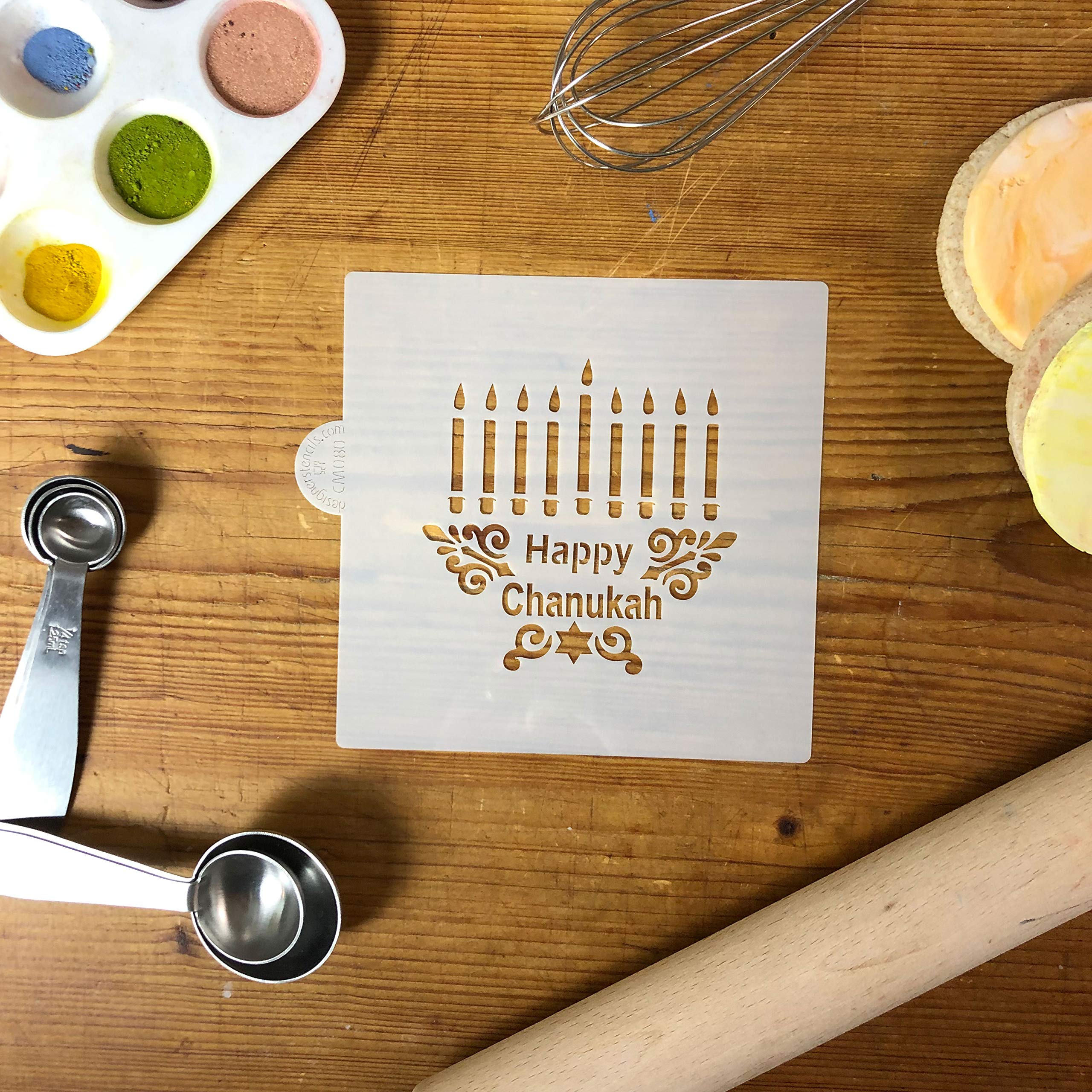 Happy Chanukah Menorah Cm080 Cookie And Craft Stencil By Designer Stencils