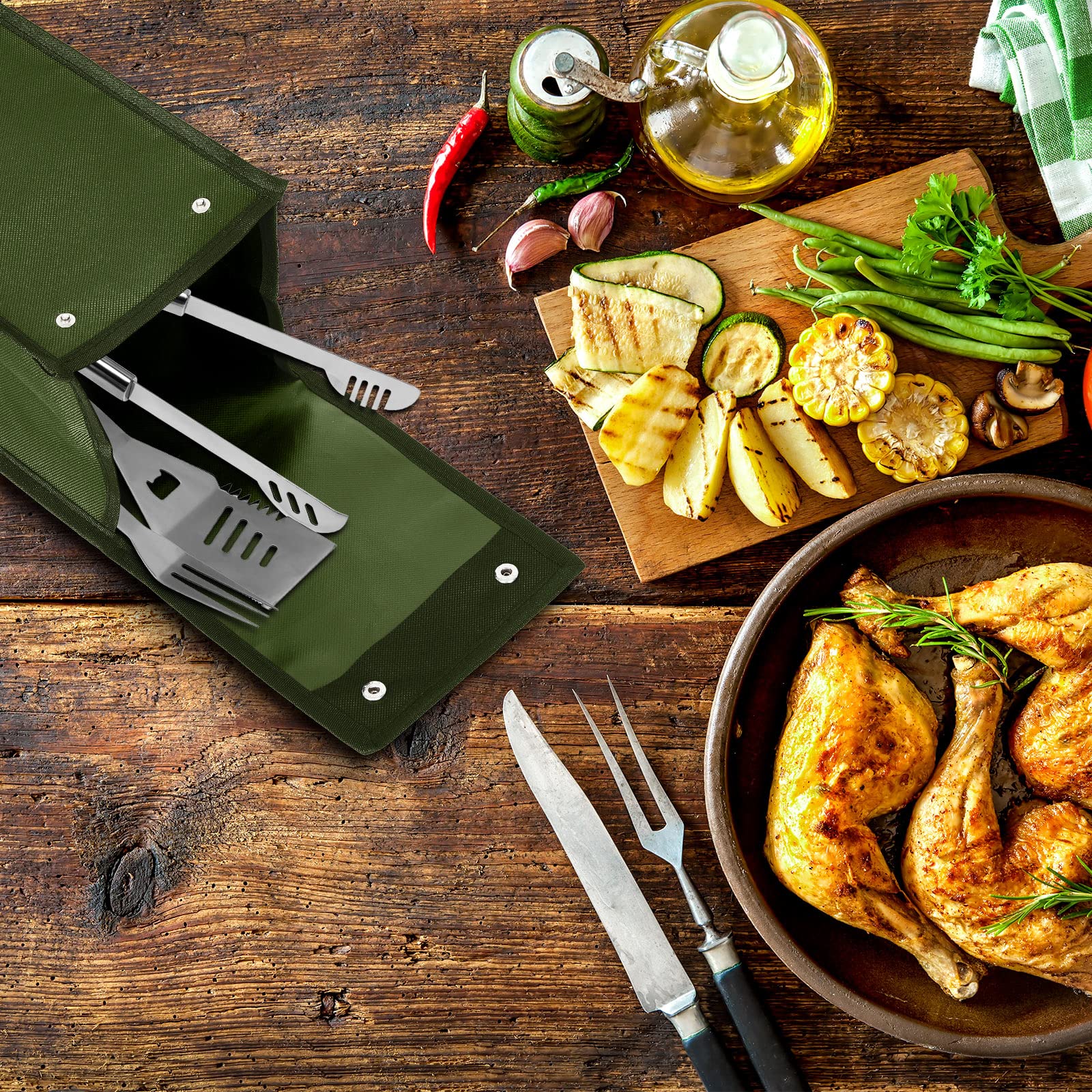 Grill Utensil Storage Bag Bbq Tool Storage Bags Barbecue Hardware Tool Grill Utensil Holder Pouch Oxford Cloth Grill Accessory S