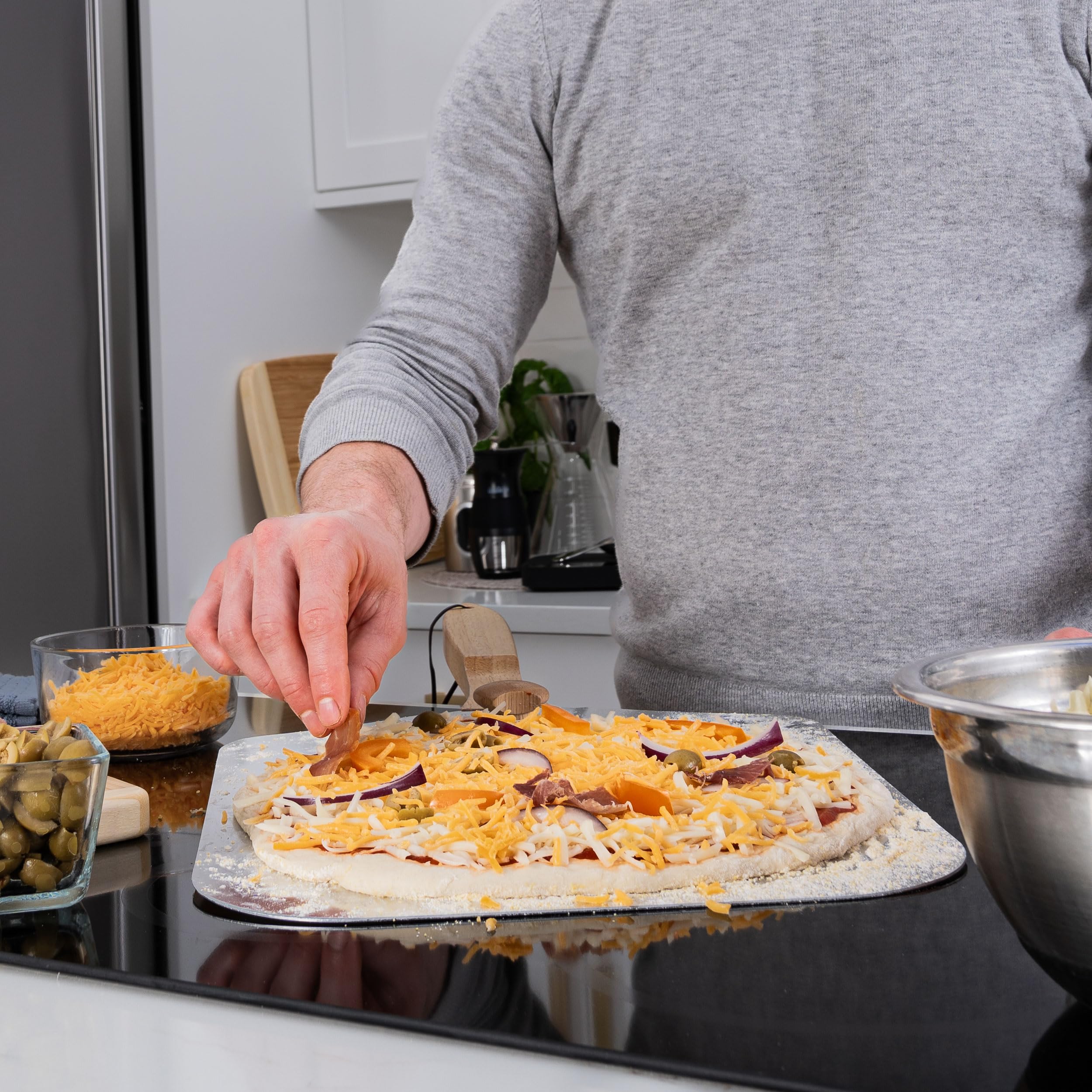 Old Stone Pizza Kitchen Aluminum Pizza Peel With Collapsible Wooden Handle, 14X16-Inch