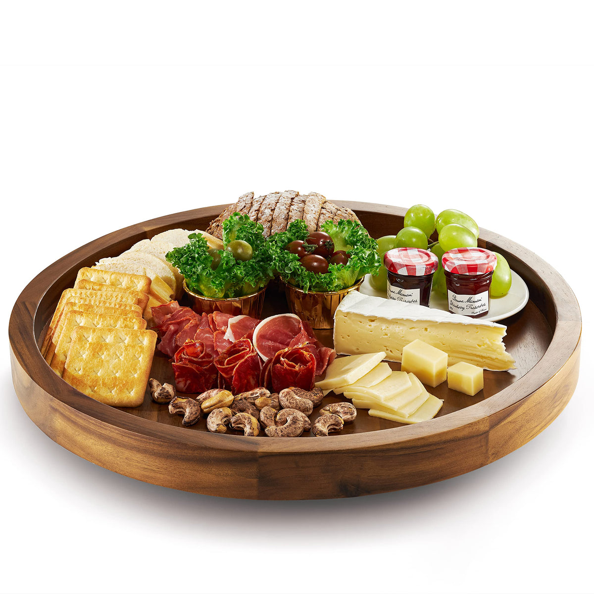 Tidita 18'' Acacia Lazy Susan Turntable For Table - Wooden Charcuterie Boards Cheese Board - Extra Large Lazy Susan Organizer -