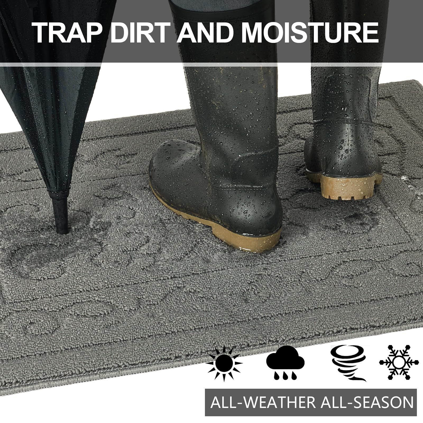 Foneyi Indoor Door Mat, Front Back Door Mat 32''X48'' Non-Slip Rubber Backing Door Rug, Machine Washable Entry Rug, Low Profile