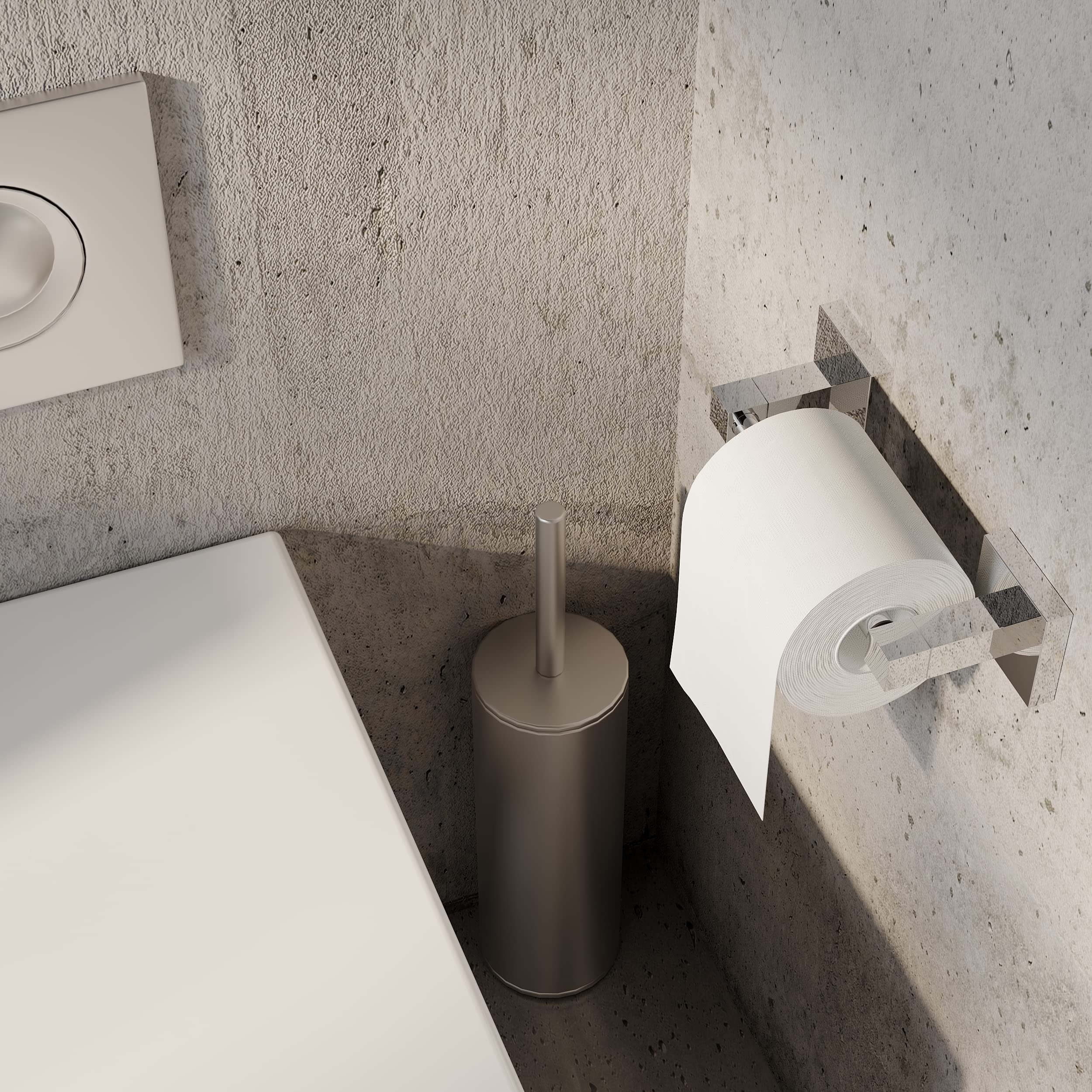 Ruacq Toilet Paper Holder Chrome Double Post Pivoting Square Tissue Holders Roll Holder Hangers Toilet Paper Stand Stainless Ste
