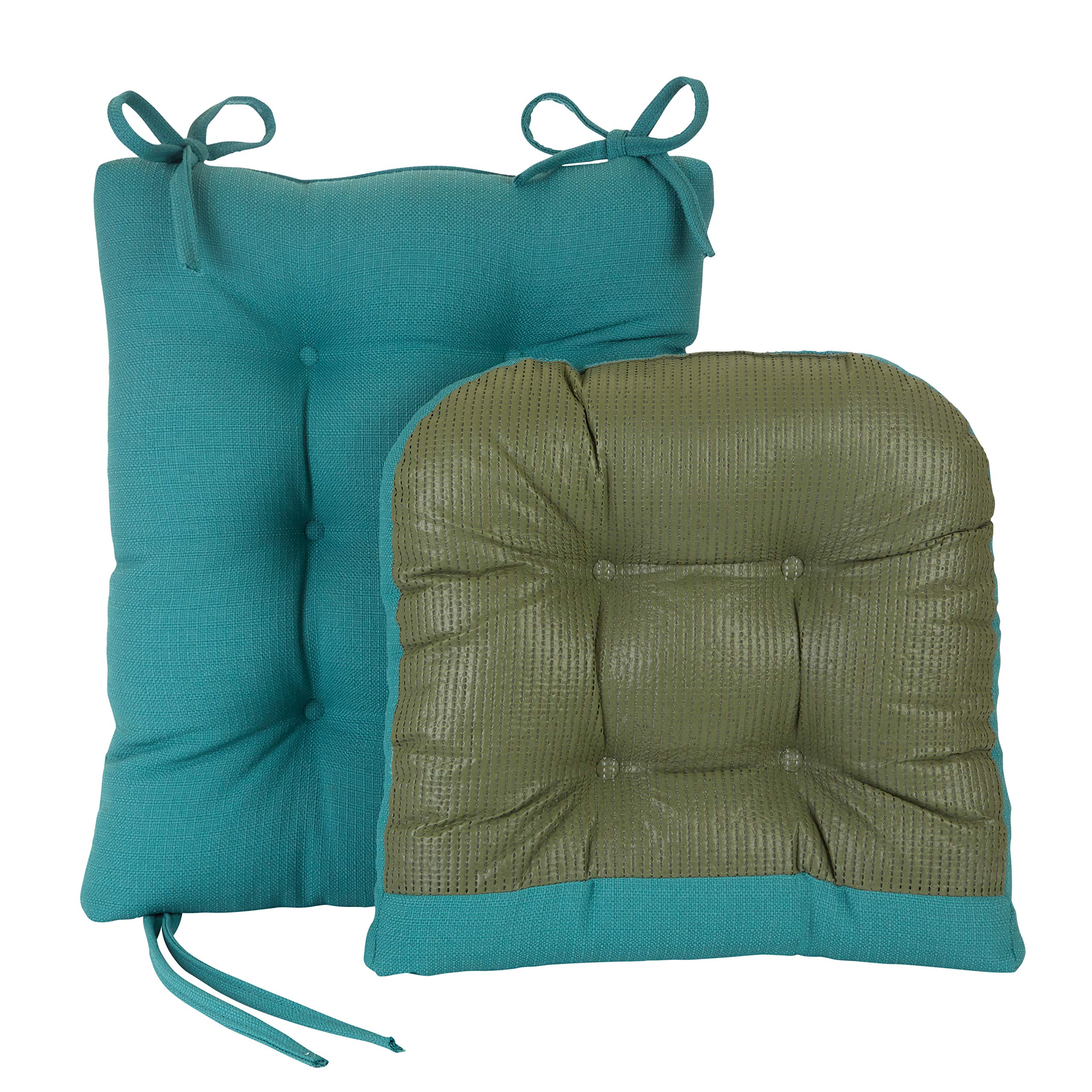 Klear Vu Non-Slip Omega Rocking Chair Cushions Set, Seat And Seatback Pads, 2 Piece, Teal
