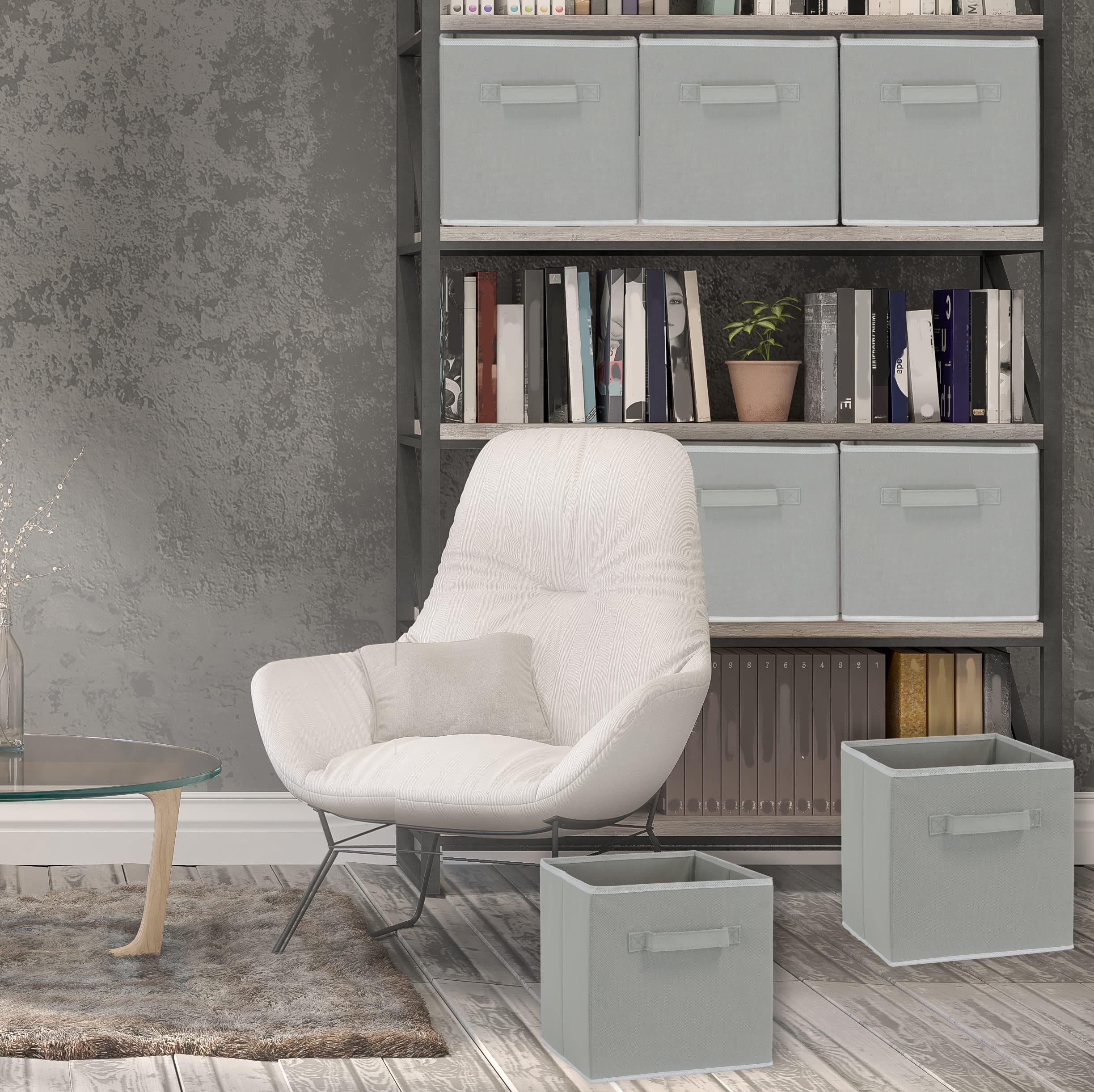 Simple Houseware Foldable Cube Storage Bin, Grey - 6 Pack