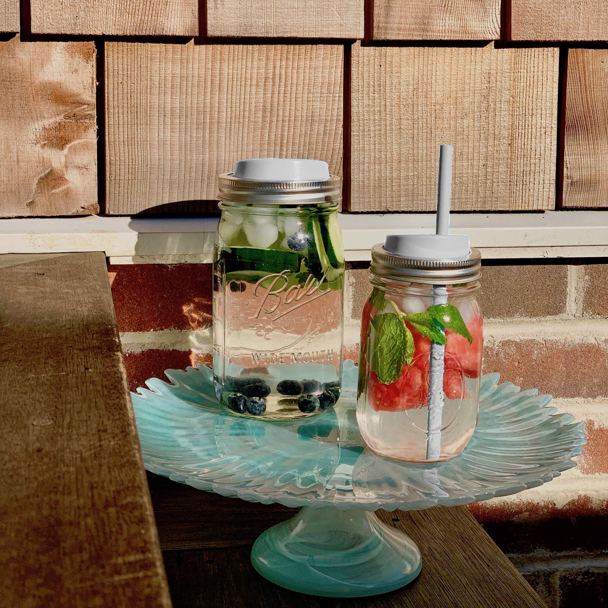 Jarware Translucent 82673 Wide Mouth Drink Lid, Set Of 4, Without Straws