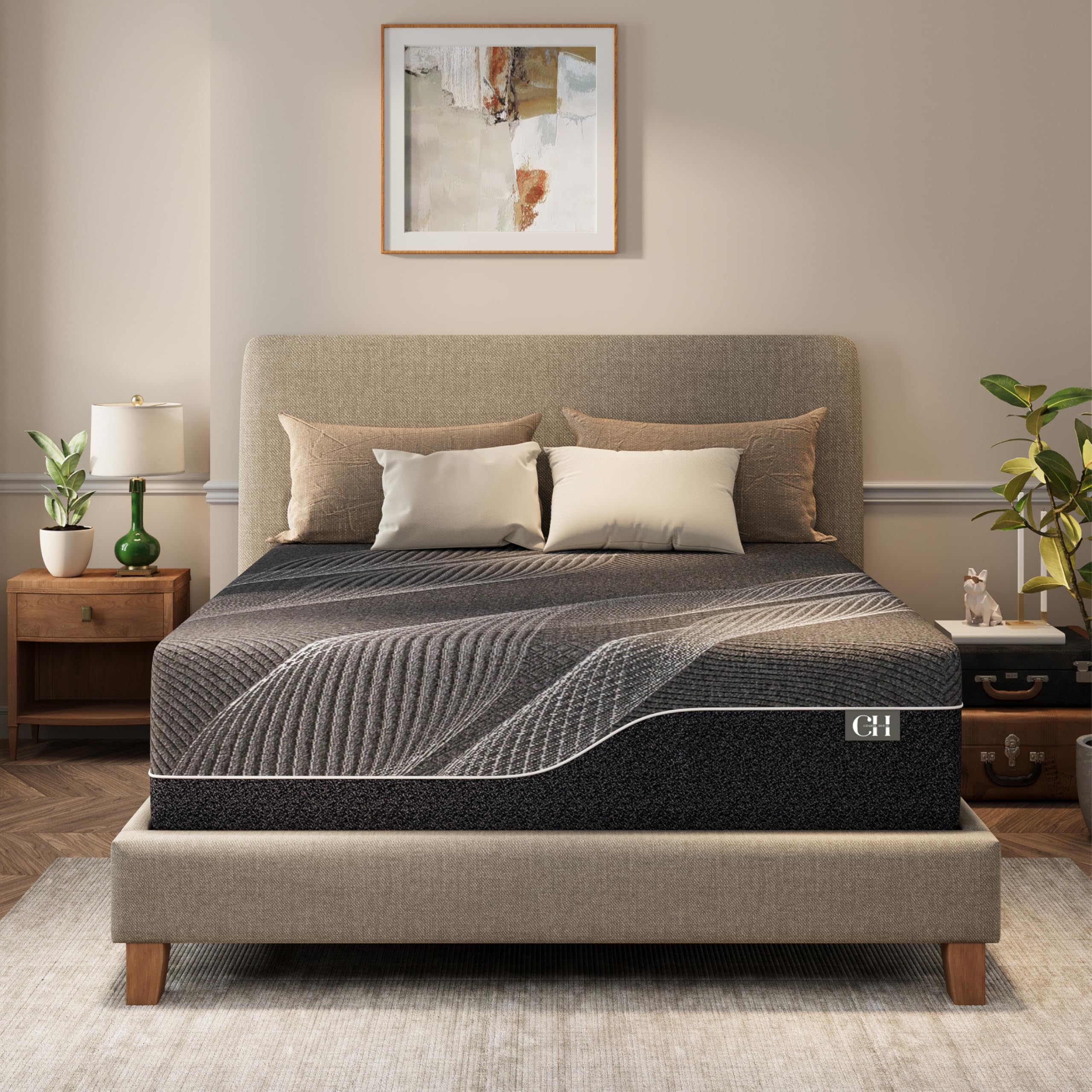 CH Charme House 14 Inch King Mattress, Bamboo-Charcoal Memory Foam Mattress, Cooling & Pressure Relief, Bed in a Box, Foam Made 