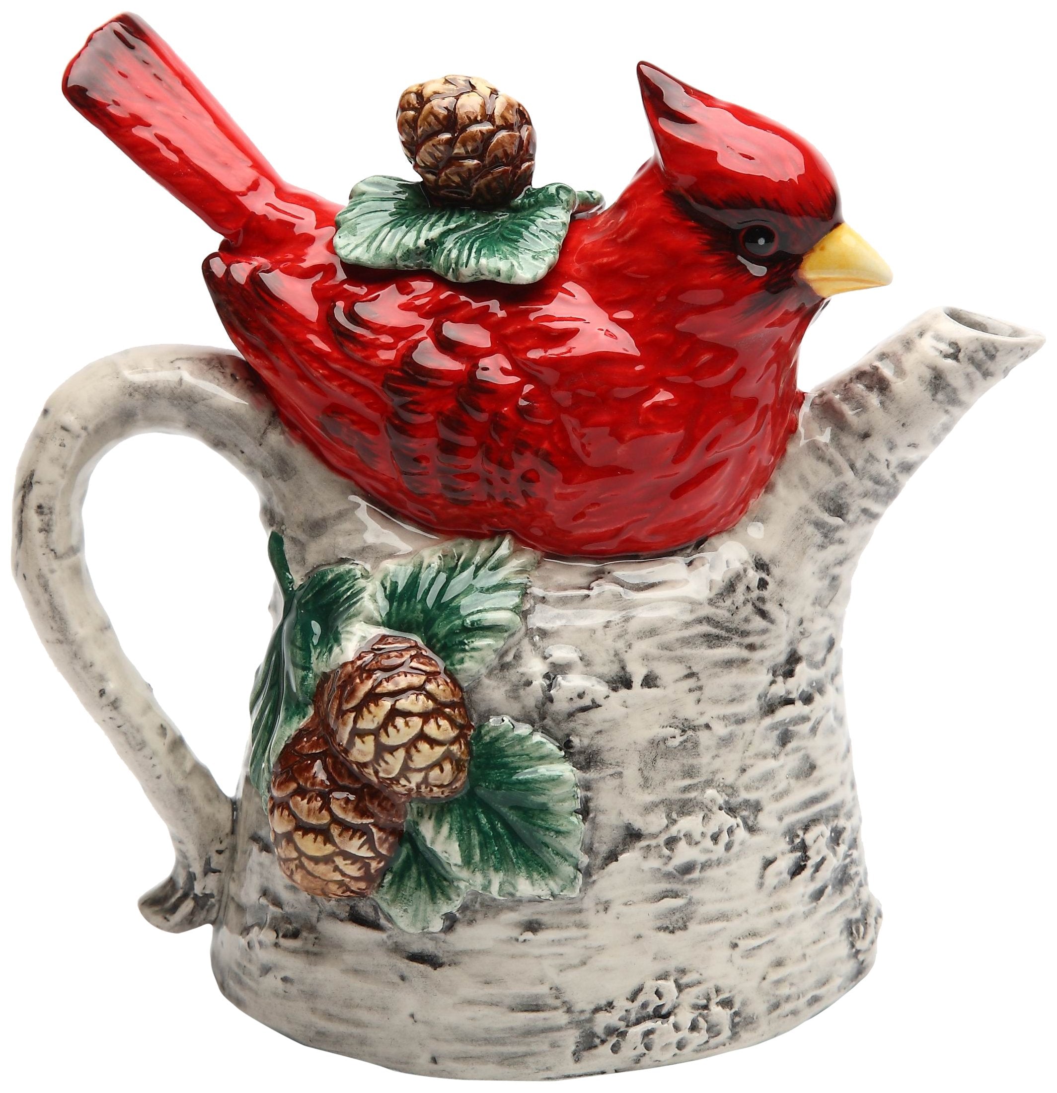 Cosmos Gifts Cardinal On Birch Tree Ceramic Teapot, 5-7/8-Inch