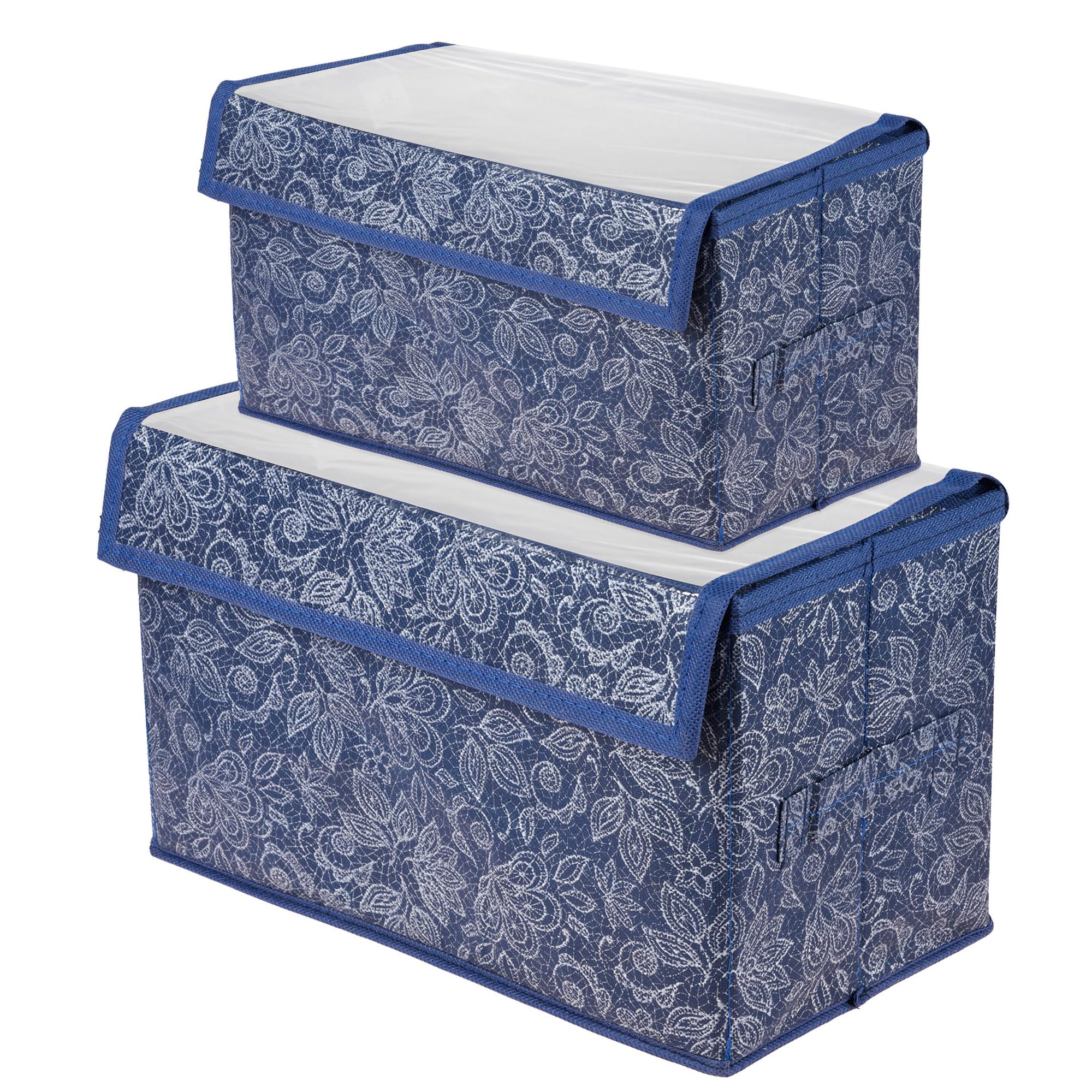 Kuber Industries Drawer Storage Box | Clothes Drawer Organizer With Handle | Transparent Lid With Velcro | Dhakkan Storage Box |