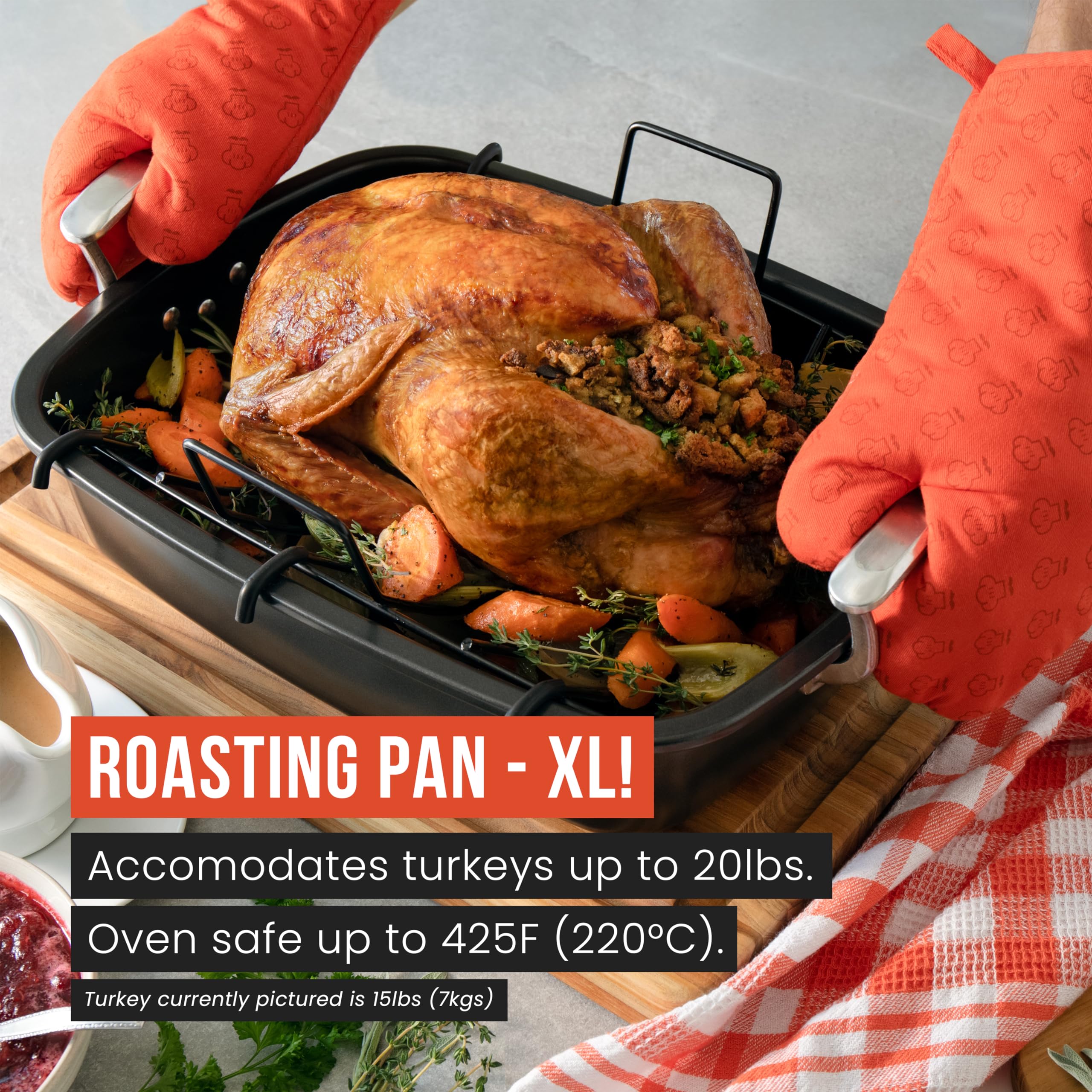 Chef Pomodoro Deluxe Large Carbon Steel Roasting Pan With U-Rack, 18.5 X 14.5-In (47 X 37 Cm), Extra-Large, Grey - The Ultimate