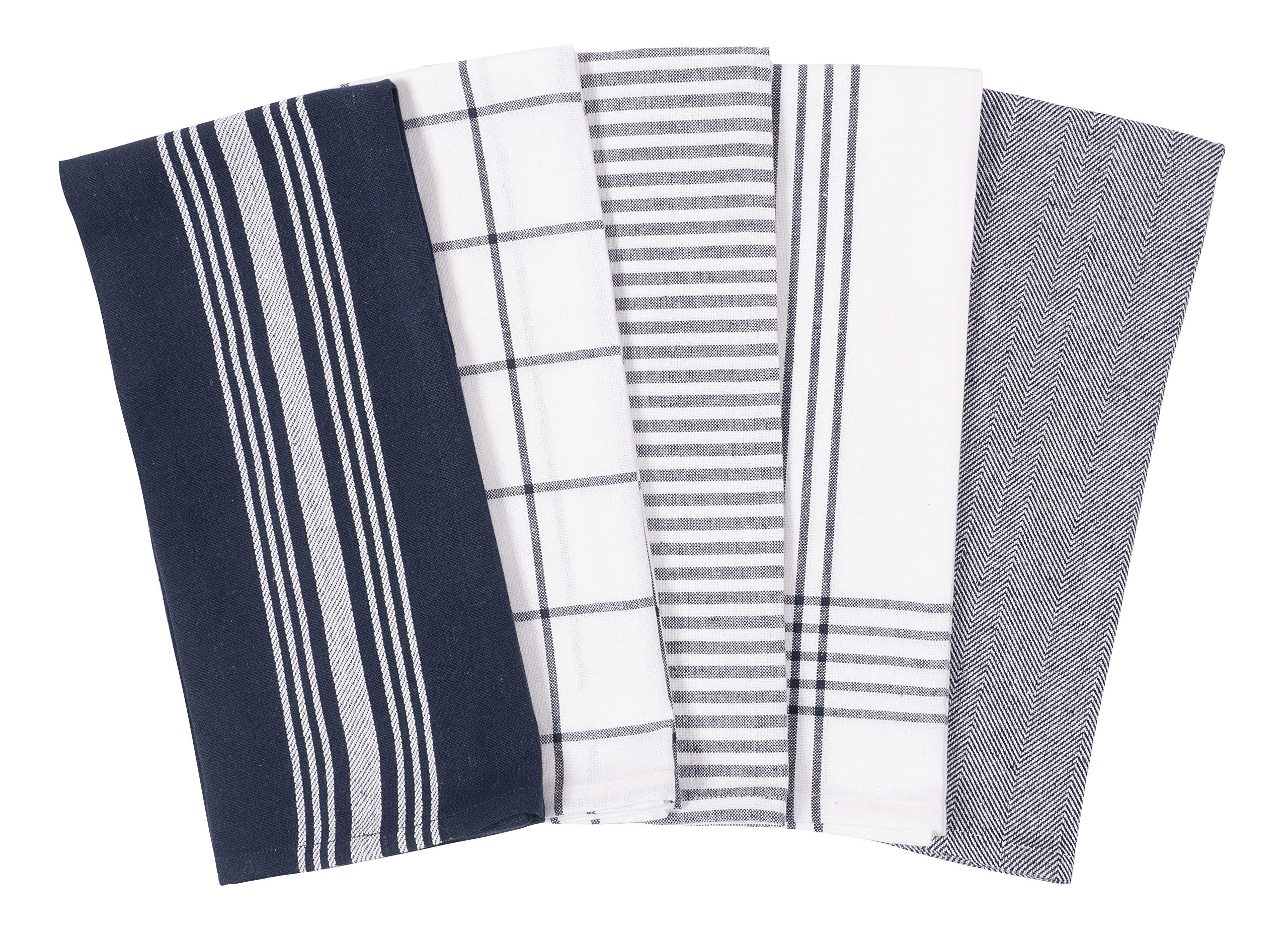 Kaf Home Soho Kitchen Dish Towel Set Of 10 | 18 X 28 Inch Tea Towels | Soft And Absorbent Mixed Set Of Flat Towels (Navy)