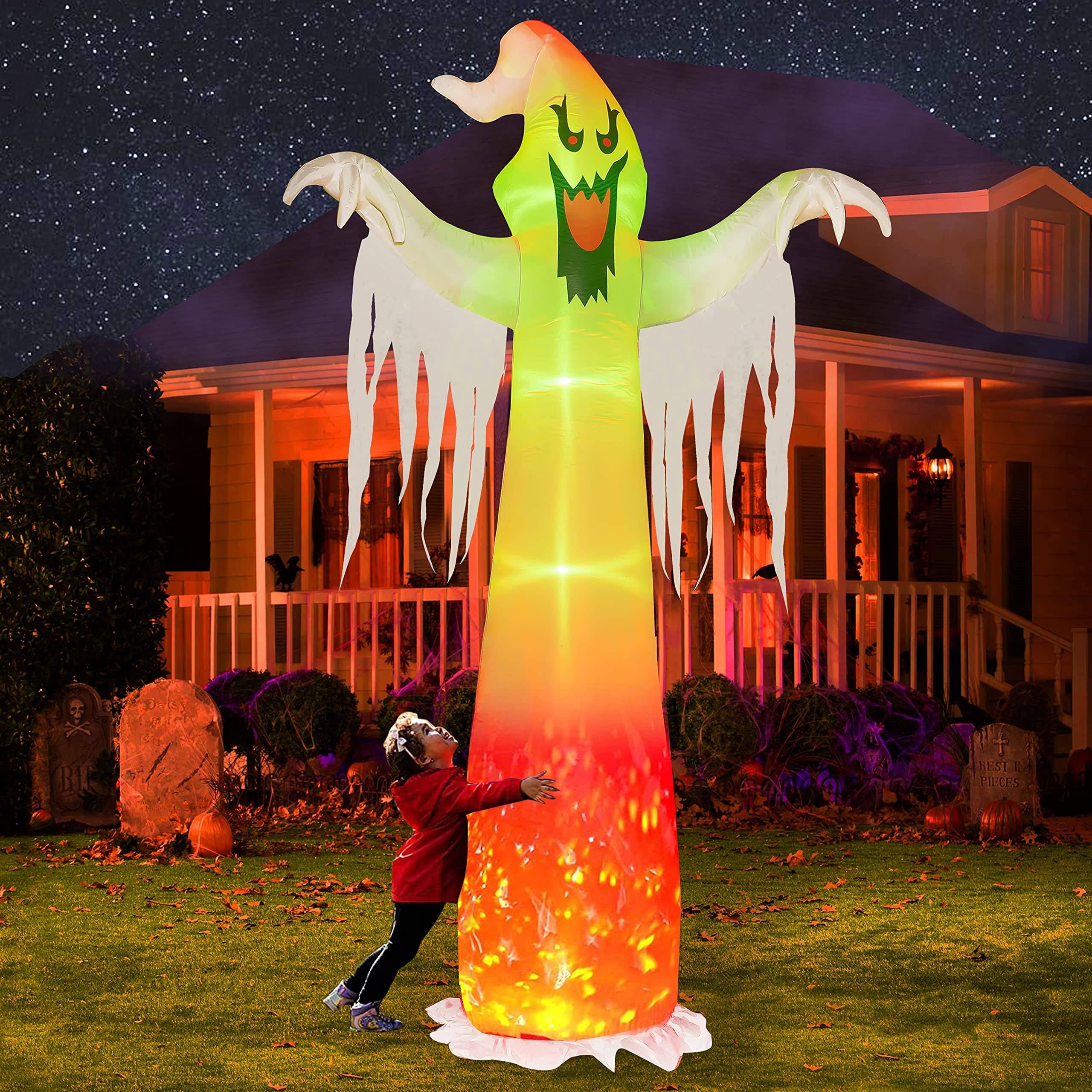 Hourleey 9 FT Halloween Inflatables Outdoor, Halloween Blow Up Yard Decorations with Built-in LED Lights for Indoor Outdoor Part