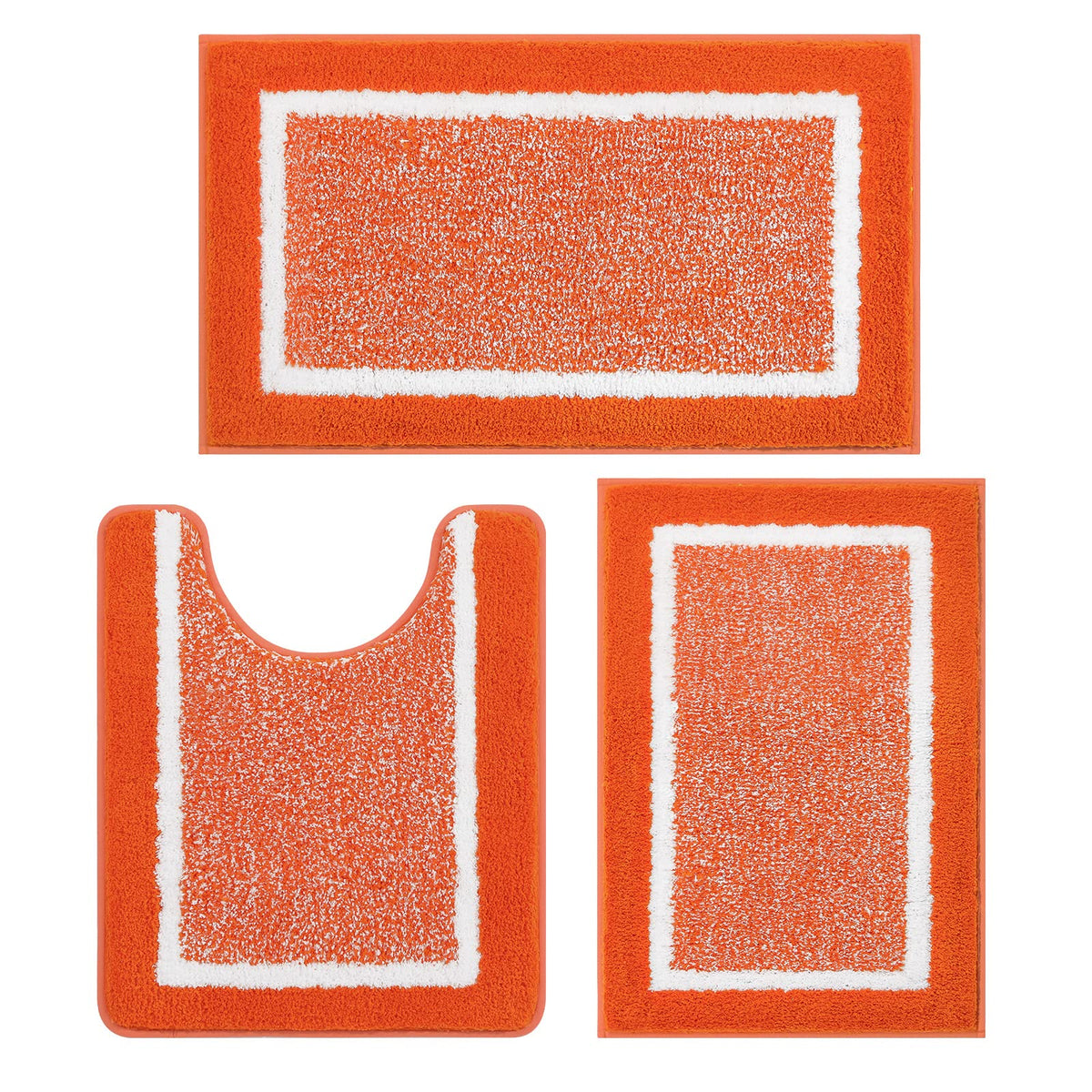 Pauwer Bathroom Rugs Sets 3 Piece Bathroom Shower Rugs With U-Shaped Contour Toilet Mat Absorbent Microfiber Plush Bath Mats Non