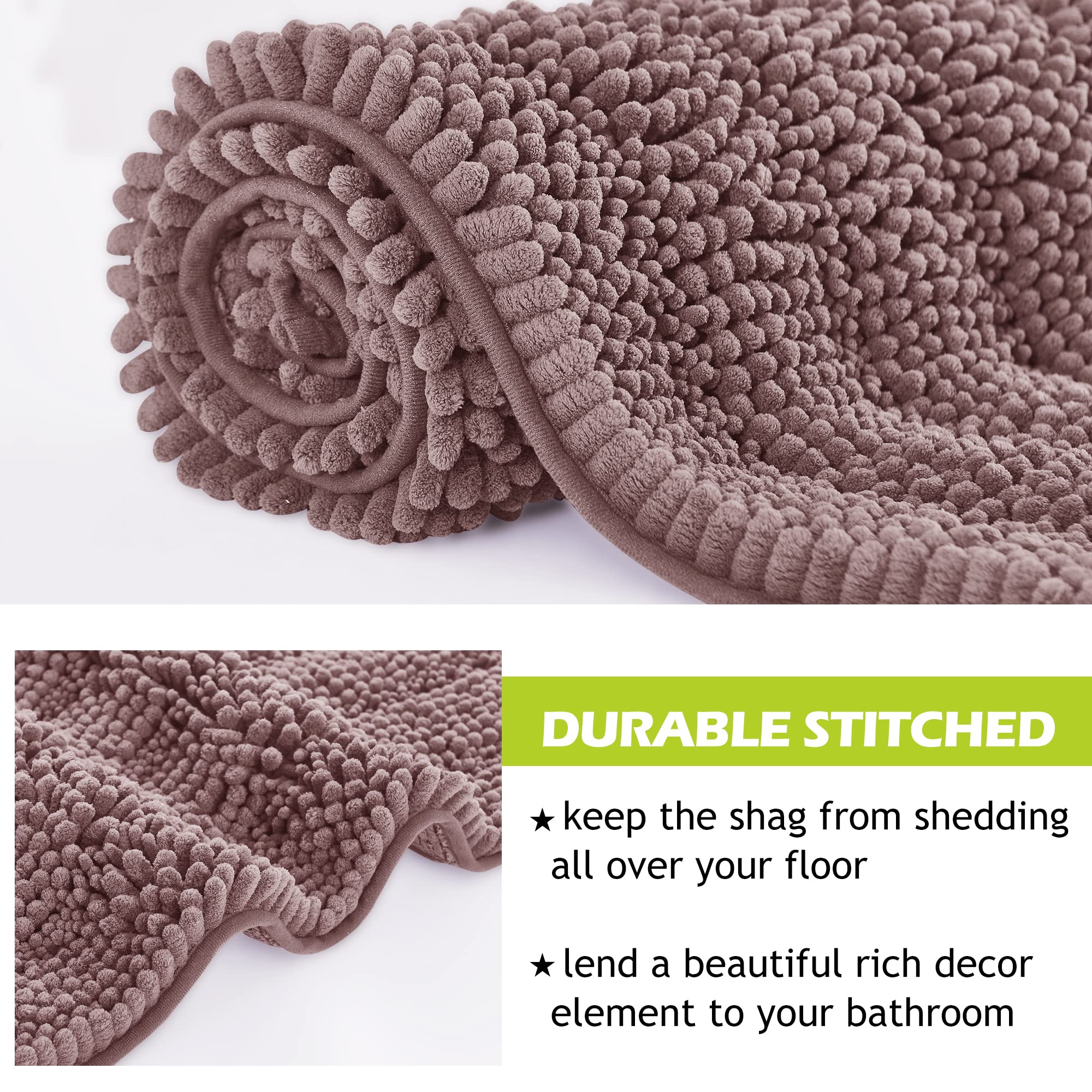 Bathroom Rugs - Luxury Chenille Dry Fast Plush Super Soft Non Skid Bathroom Kitchen Rugs Bedroom Floor Area Carpets Mats, Light
