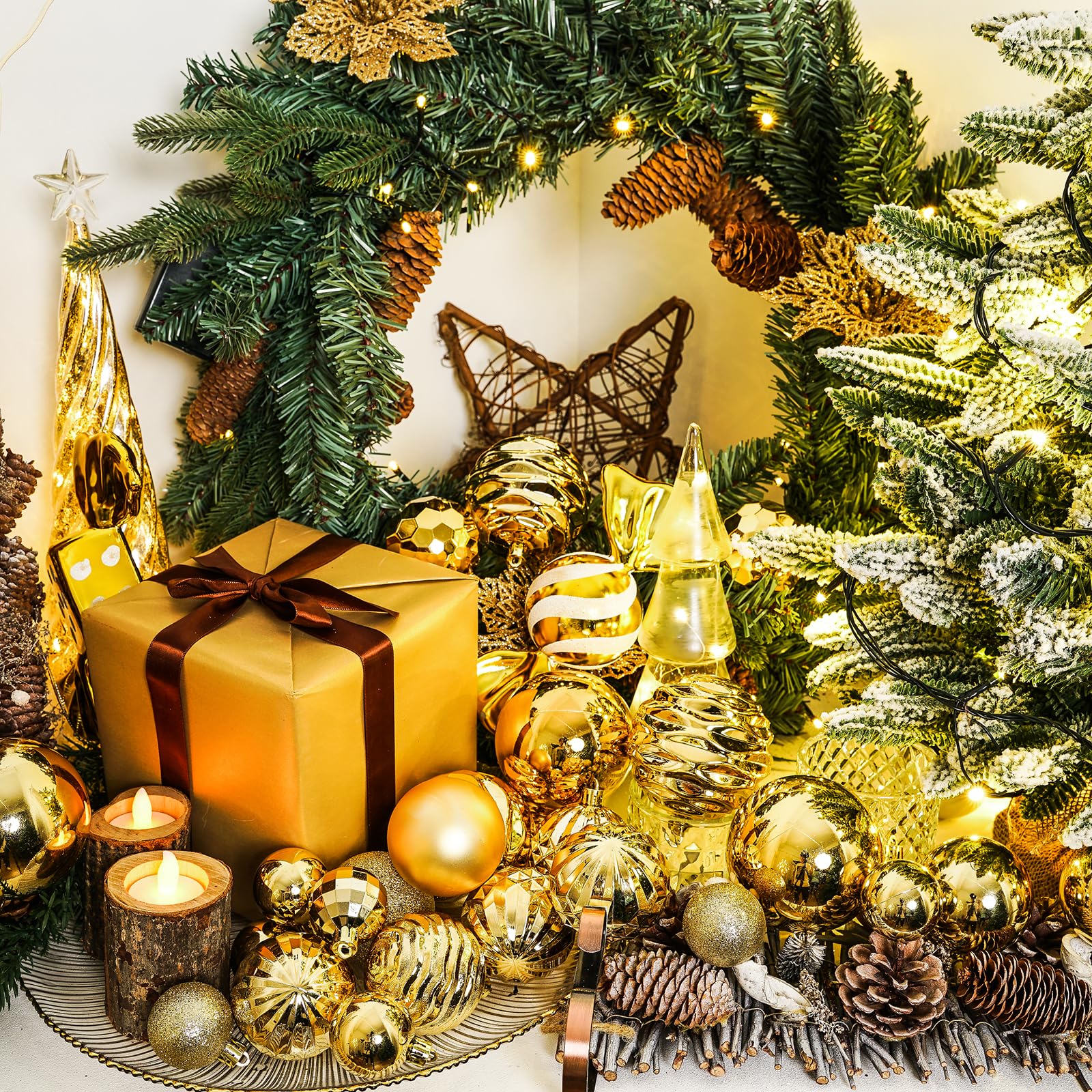 XmasExp 24ct Christmas Ball Ornaments Shatterproof Christmas Ornaments Set Decorations for Xmas Tree Balls 40mm/1.57    (1.57,