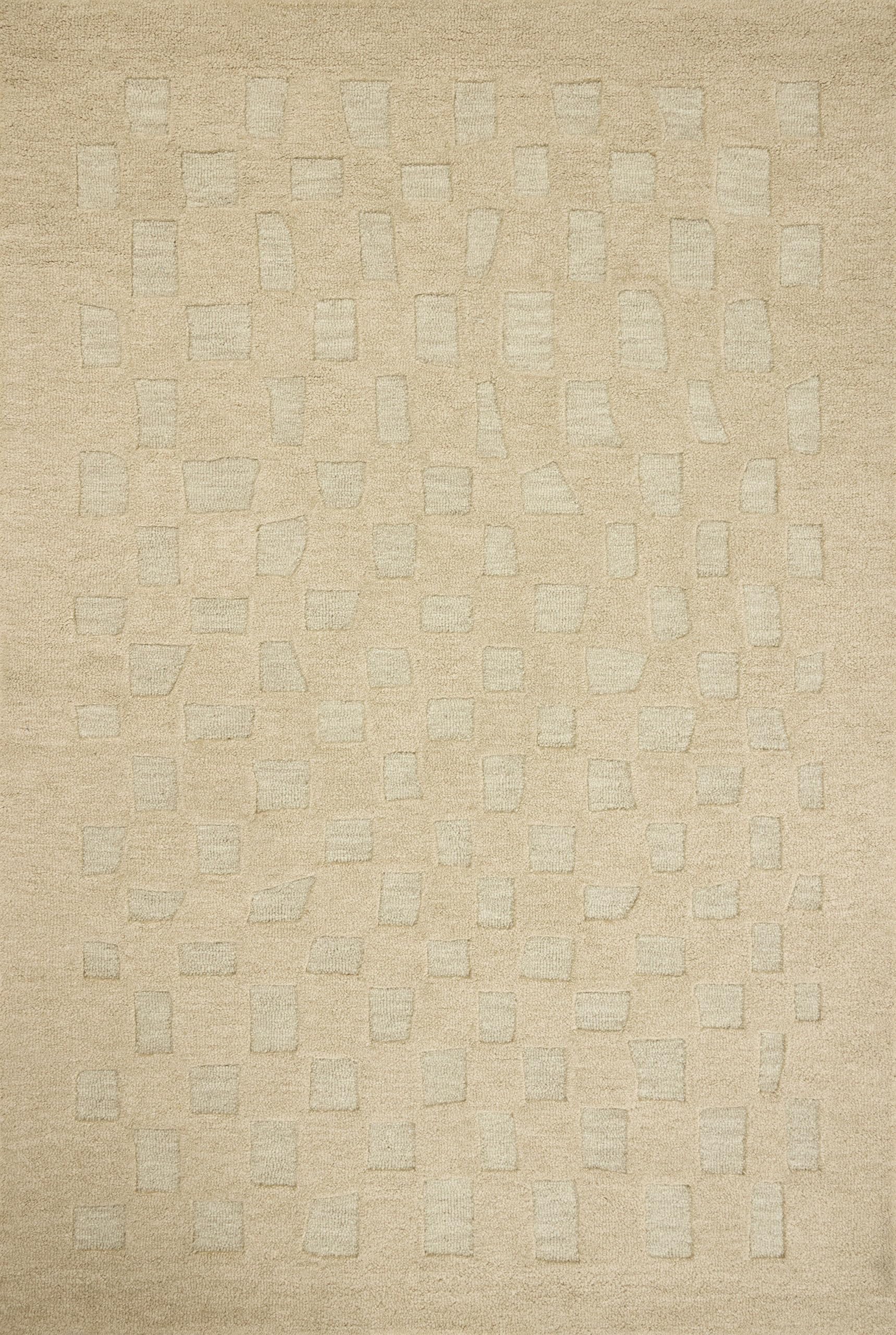 Loloi Leanne Ford Craven Collection CVN-04 Oatmeal/Dove 3-6 x 5-6 Accent Rug Checkered, Patterned, Neutral, Entryway, Mudroom,